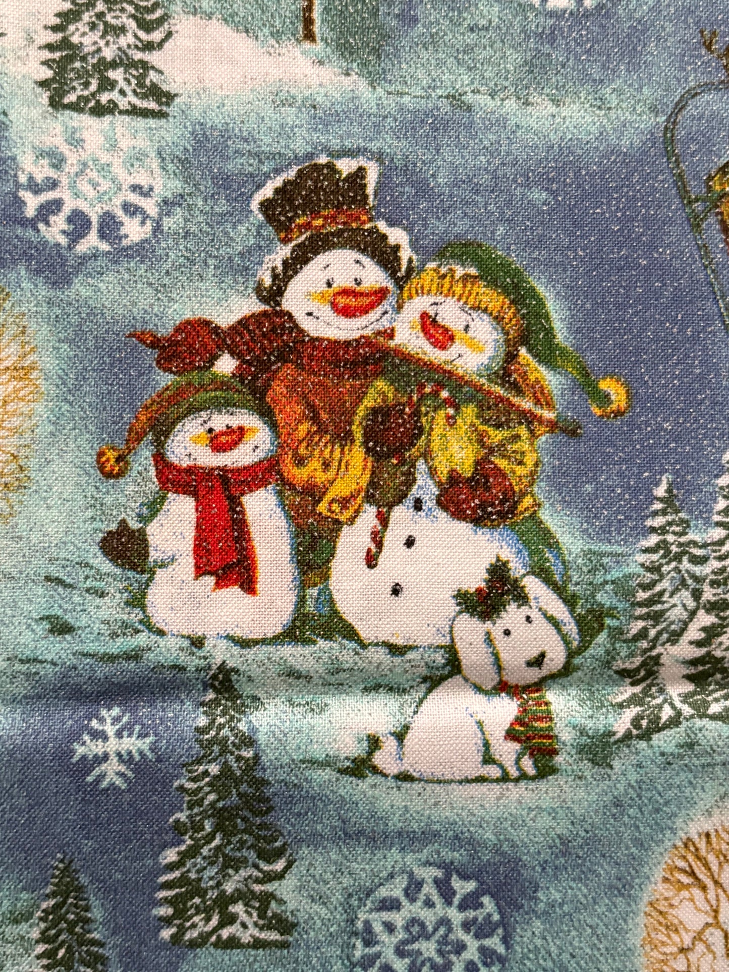 JoAnn Snowmen Winter Scenic Christmas, Designer Cotton, Quilting Fabric, Sold by YARD