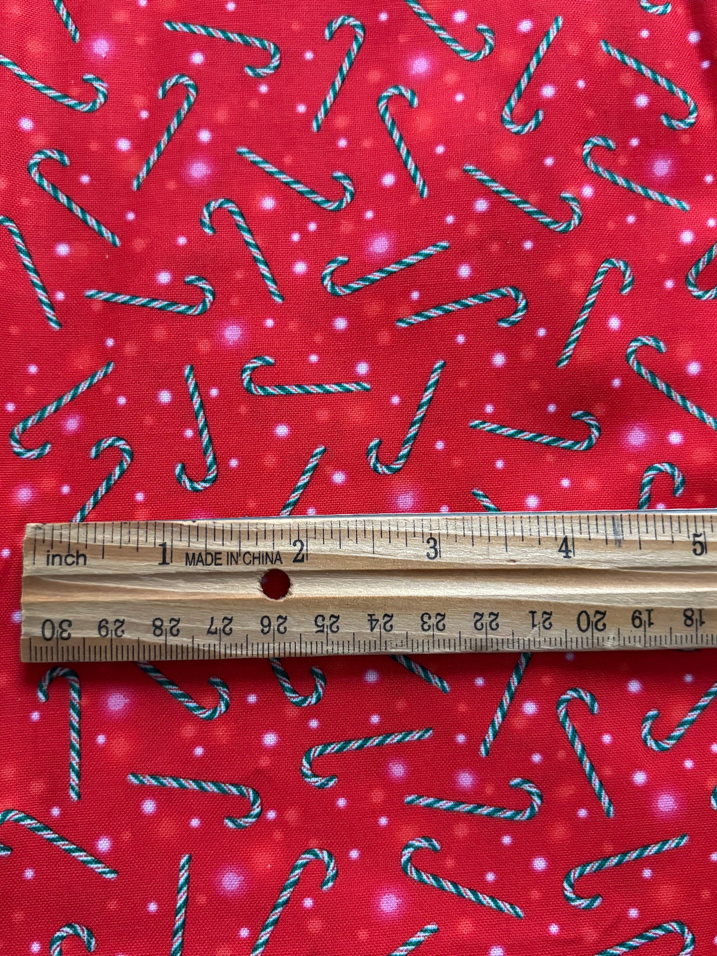 QT Fabrics Candy Canes on Red by Liza Bea, Designer Cotton, Quilting Fabric, Sold by YARD