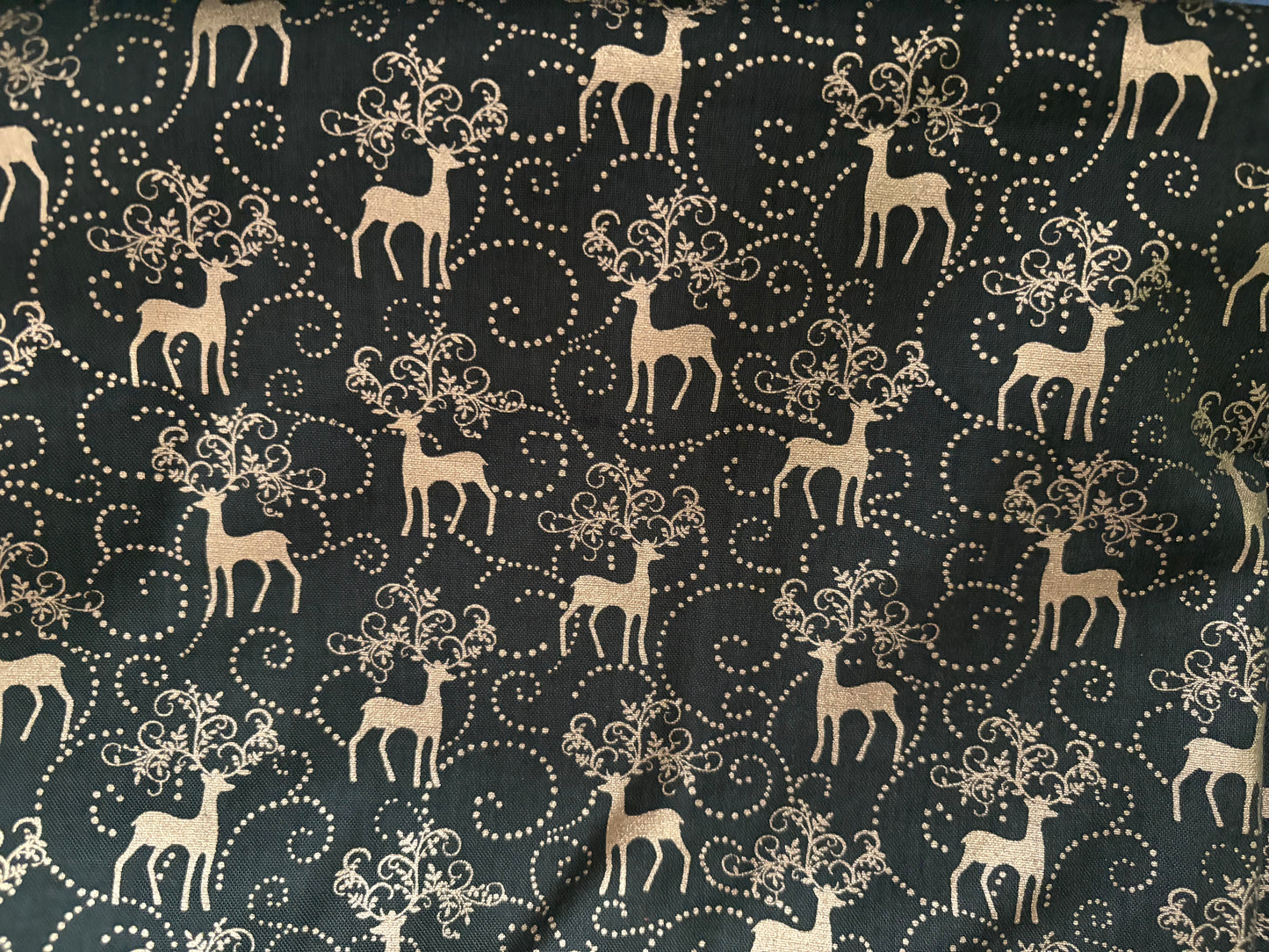 2 YARDS Benartex Golden Holiday Metallic Gold Deer Dover Hill, Designer Cotton, Quilting Fabric, Sold by YARD