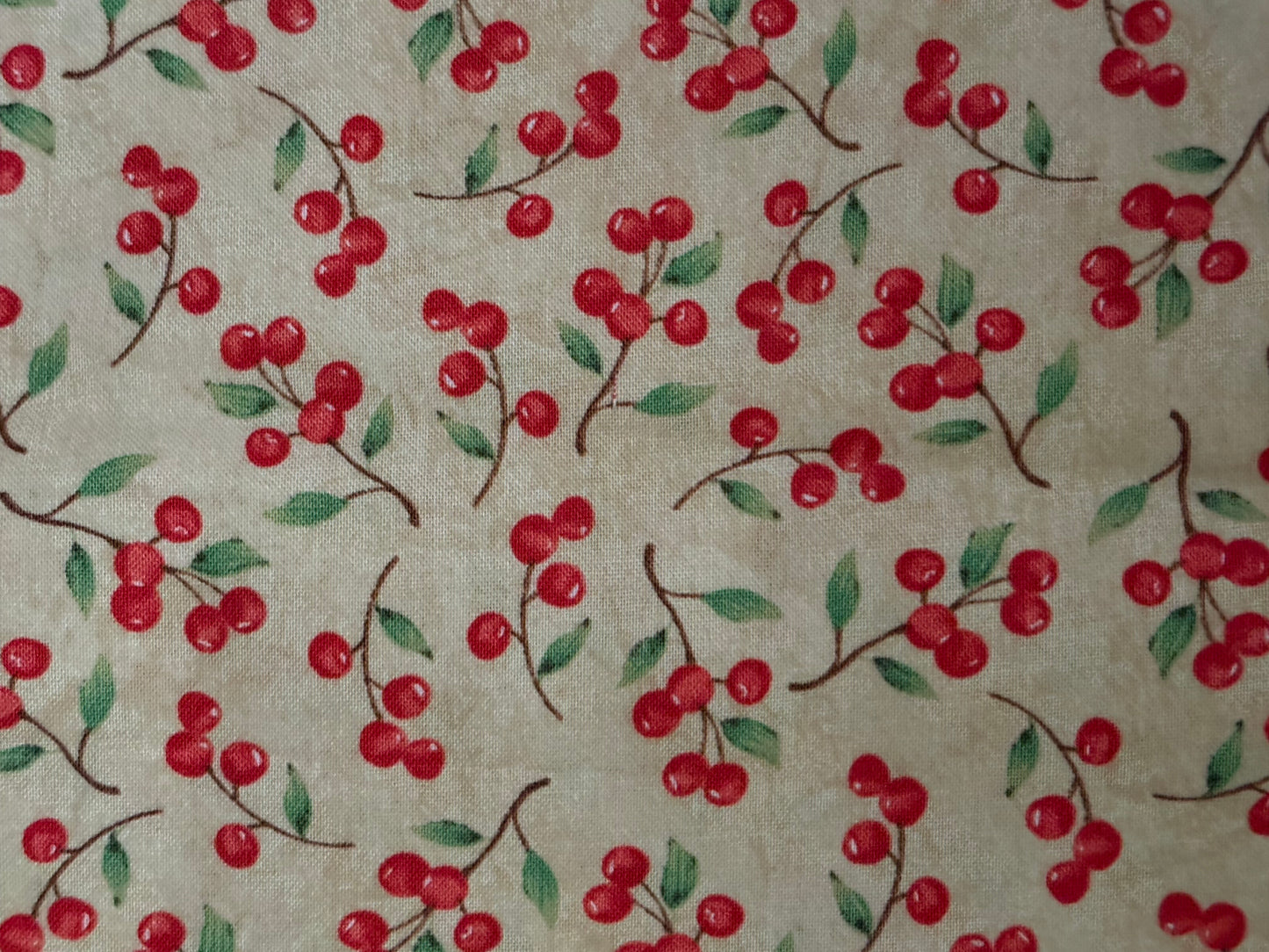 2 YARDS Wilmington Prints Thankful Harvest Red Berries, Christmas, Designer Cotton, Quilting Fabric