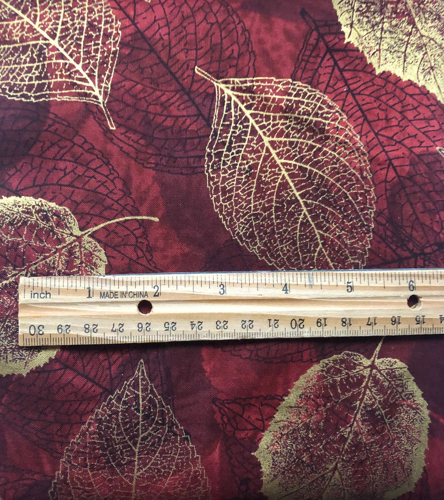 Hoffman Fabric "Falling for You" Gold Metallic Autumn Leaves on Brown, Designer Cotton, Quilting Fabric, Sold by YARD