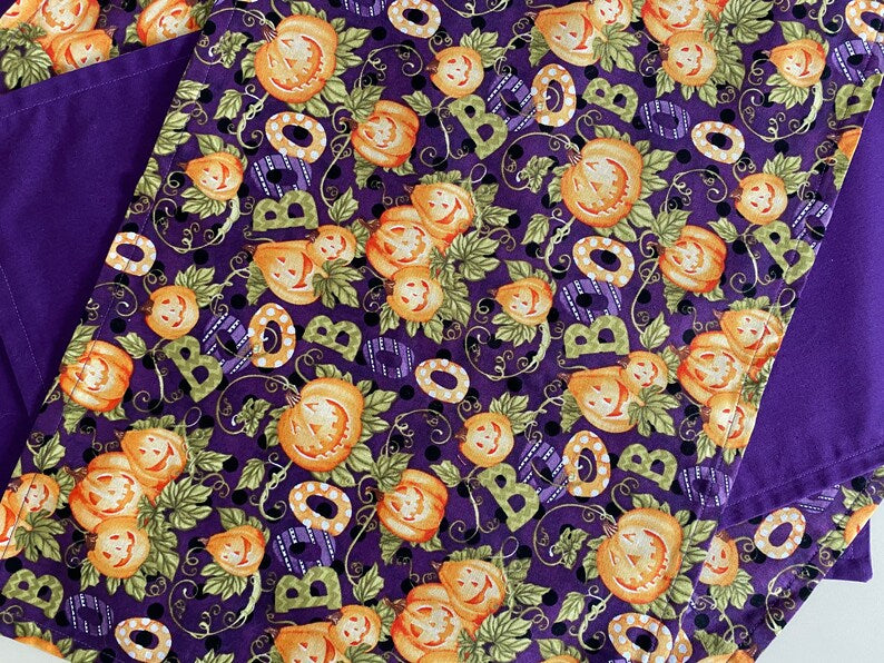 Halloween Placemats, Set of 4 Placemats, Pumpkin and Boo Placemats, Reversible Placemats