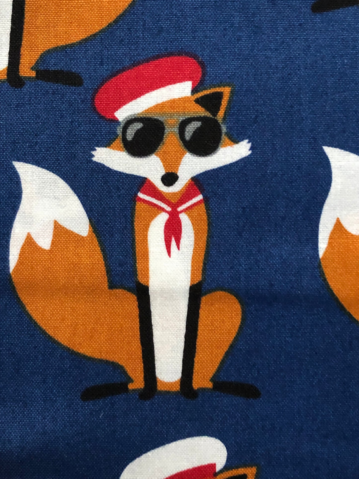Robert Kaufman Fabulous Foxes Navy, Designer Cotton, Quilting Fabric, Sold by YARD