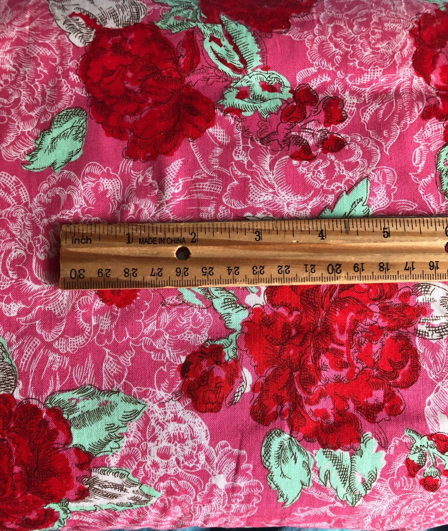 Riley Blake Ivy Mae Main Pink, Red Roses, Floral Fabric, Designer Cotton, Quilting Fabric, Sold by YARD