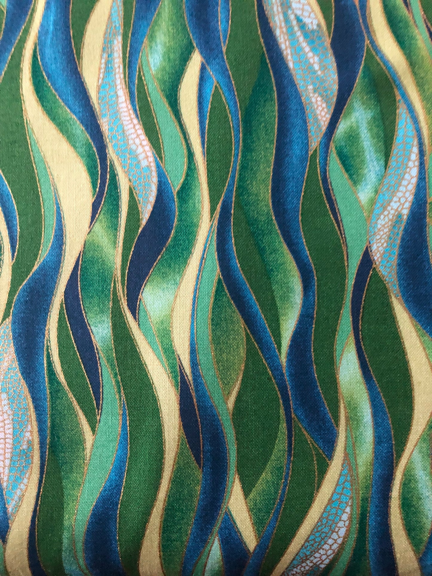 Kanvas Studio Dance of the Dragonfly Metallic Waves Emerald, Benartex, Designer Cotton, Quilting Fabric, Sold by YARD