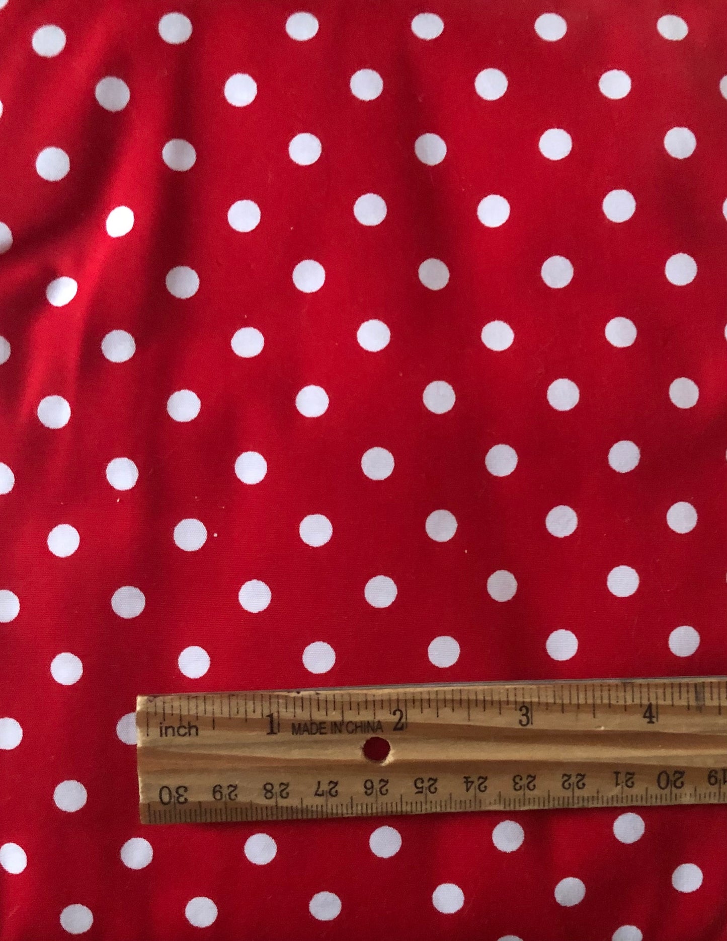 Robert Kaufman Sevenberry Petite White Polka Dots on Red, Designer Cotton Fabric, Quilting Fabric, Sold by YARD