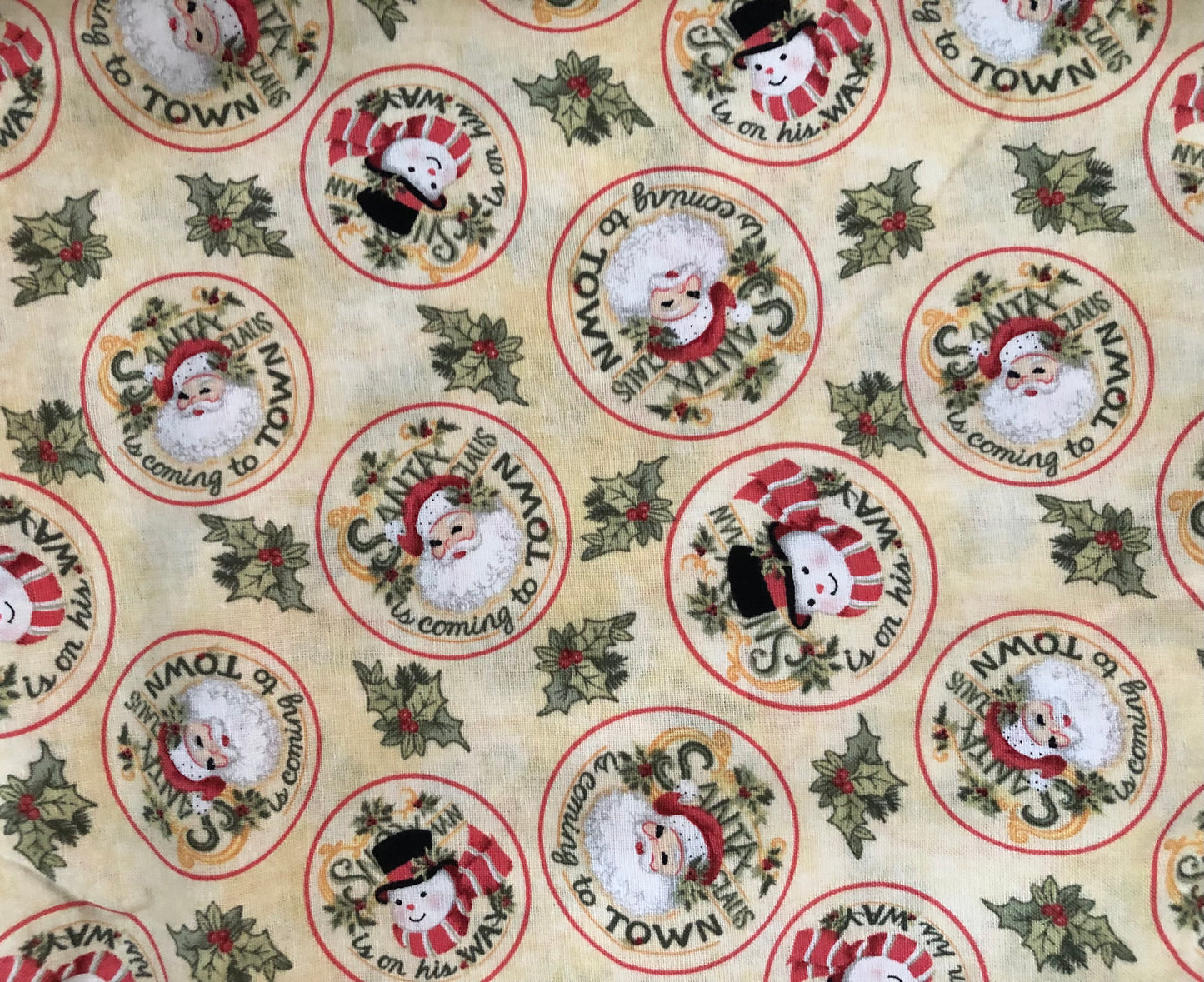 2 YARDS Springs Creative Retro Santa Snowman Circles by Susan Wright, Designer Cotton, Quilting Fabric