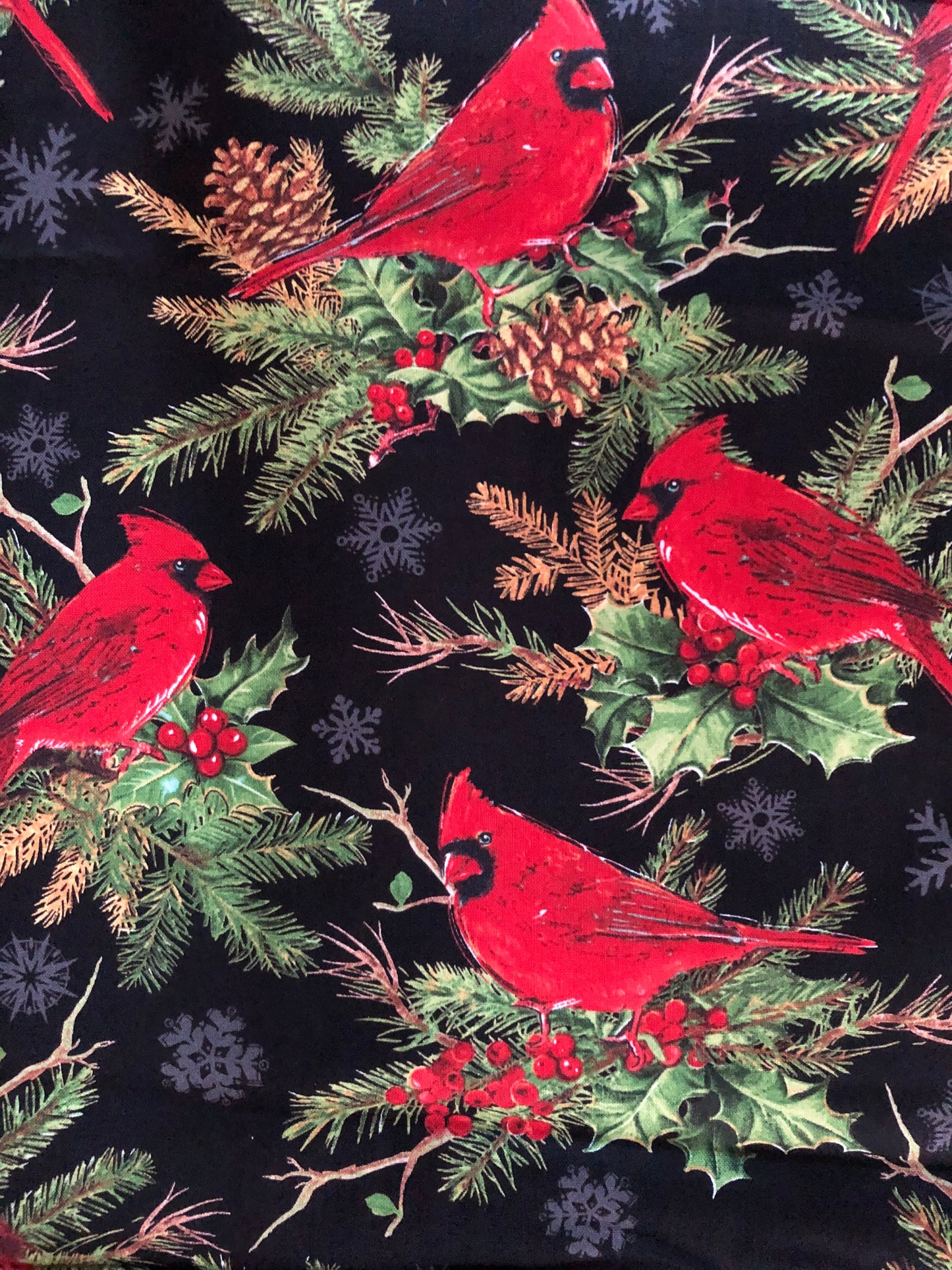 Wilmington Prints Royal Red Cardinals by Michael Davis, Designer Cotton, Quilting Fabric, Sold by YARD