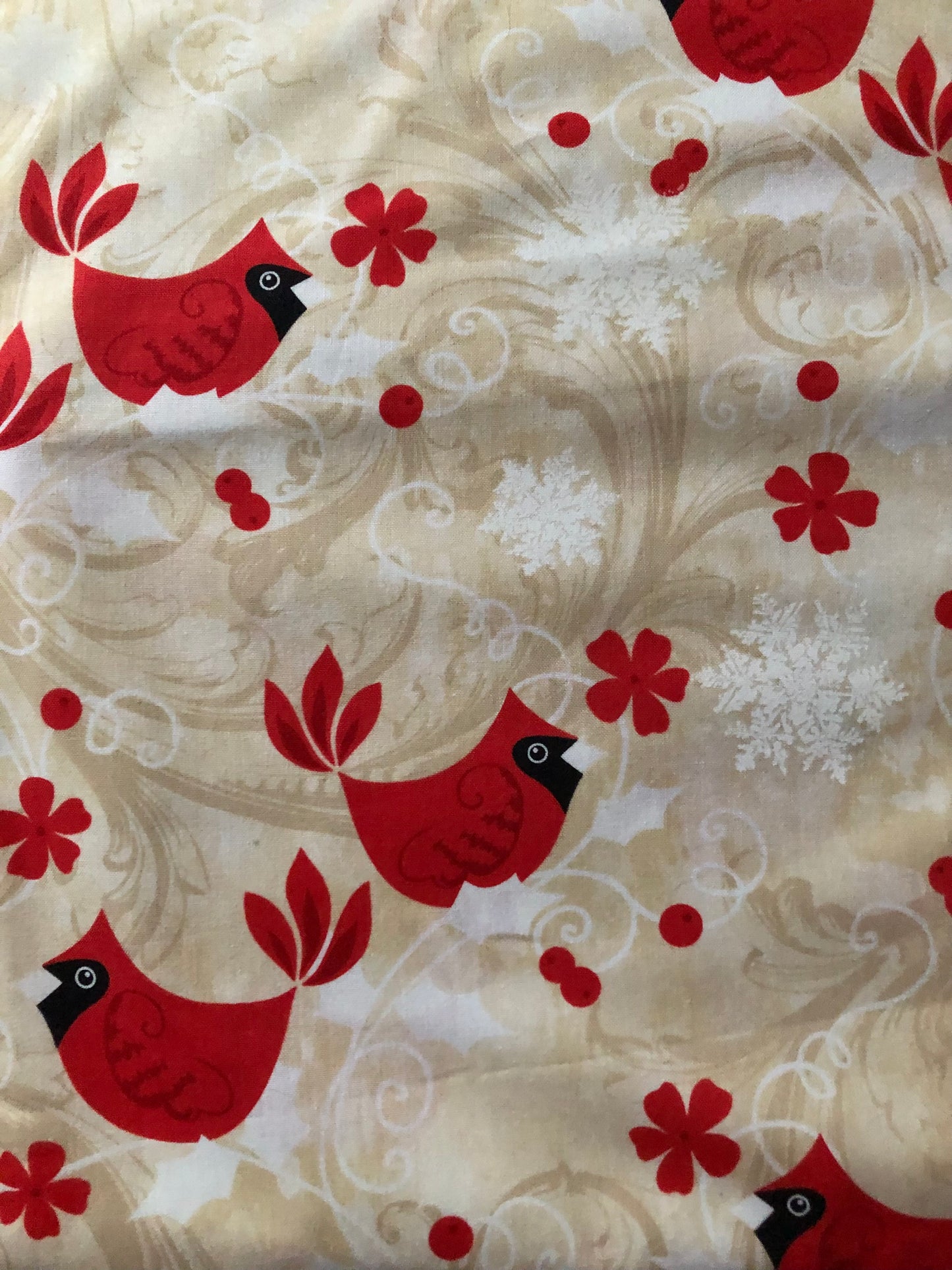 Benartex Kanvas Winter Story Red Cardinals by Maria Kalinowski, Designer Cotton, Quilting Fabric, Sold by YARD