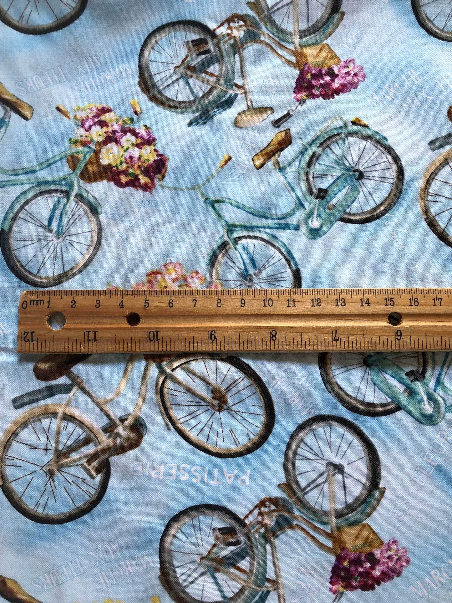 Wilmington Prints Le Cafe French Blue Bicycles by Danhui Nai, Designer Cotton, Quilting Fabric, Sold by YARD