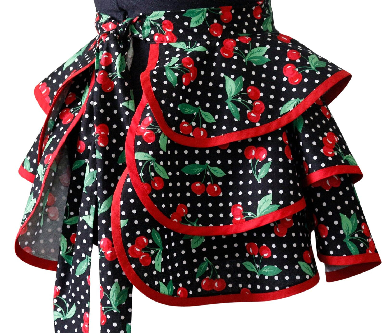 Petite Apron for Women, Retro Cherry and Polka Dots Apron for Women