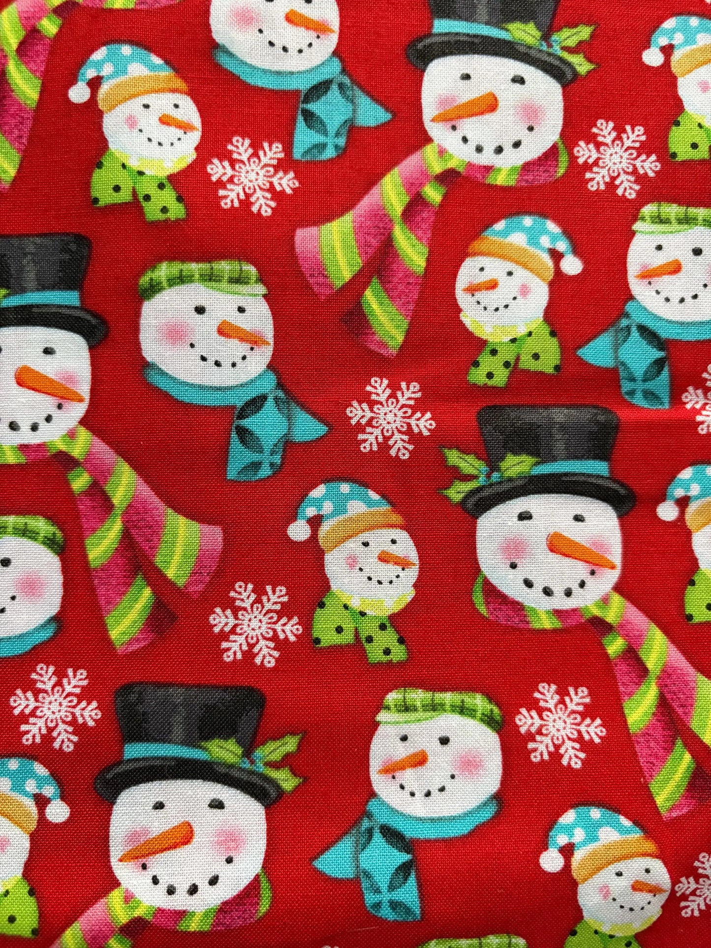 2 YARDS Henry Glass Frosty Flakes Snowmen by Dana Brooks, Designer Cotton, Quilting Fabric, Sold by YARD