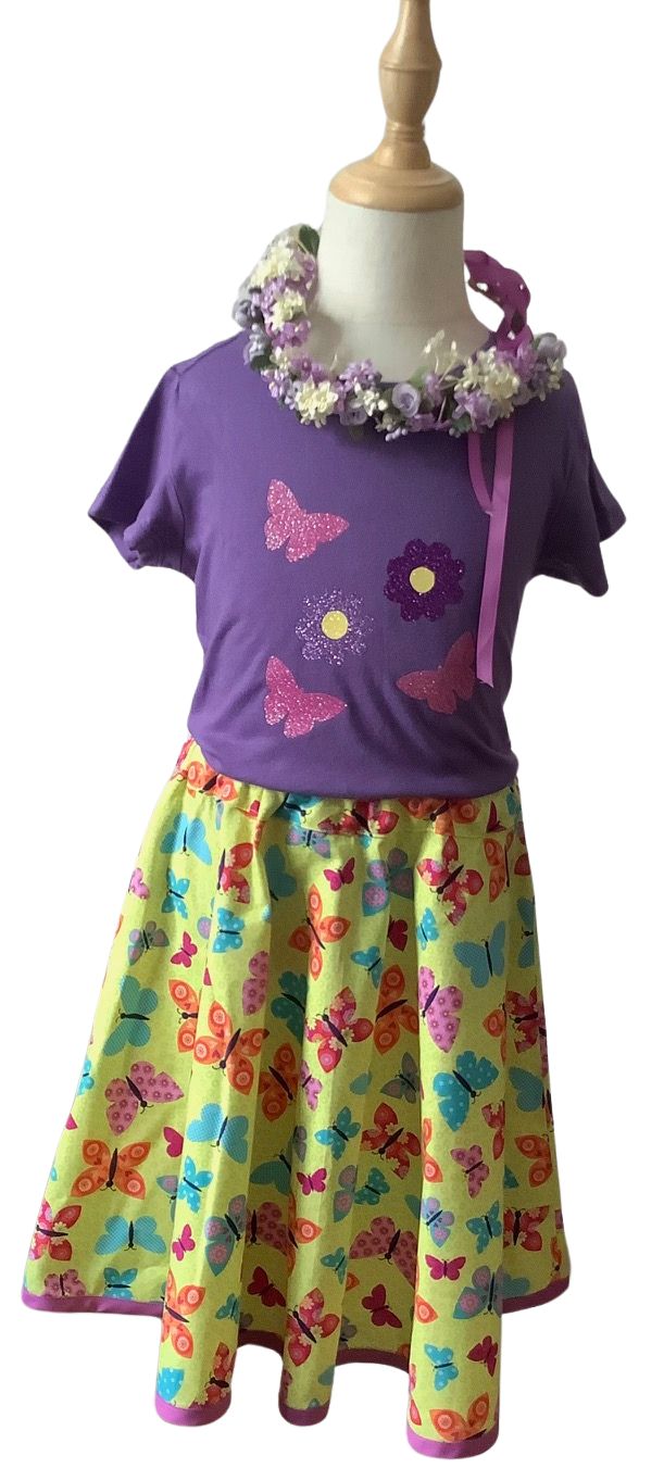 Butterflies and Flowers Birthday Outfit with Flower Crown,  Girls Size 6, Birthday Butterflies and Flowers Costume, Flower Princess