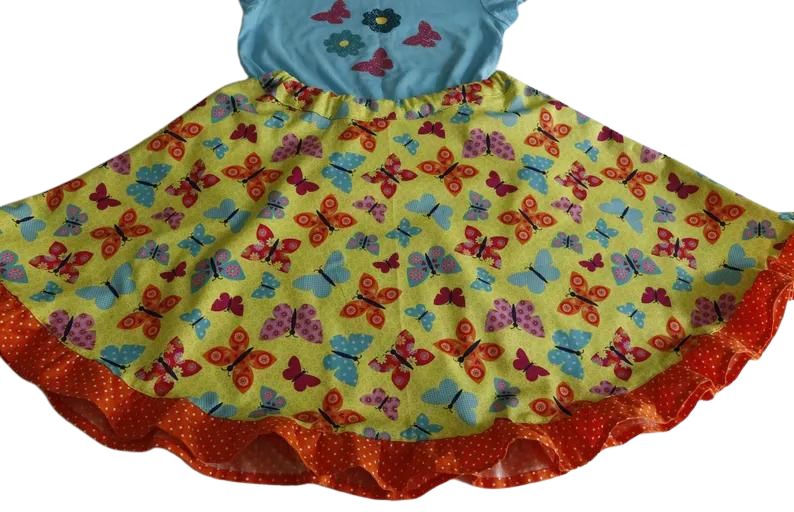 Butterflies and Flowers Birthday Outfit and Crown, Girl Size 6, Girl Birthday Costume, Flower Princess