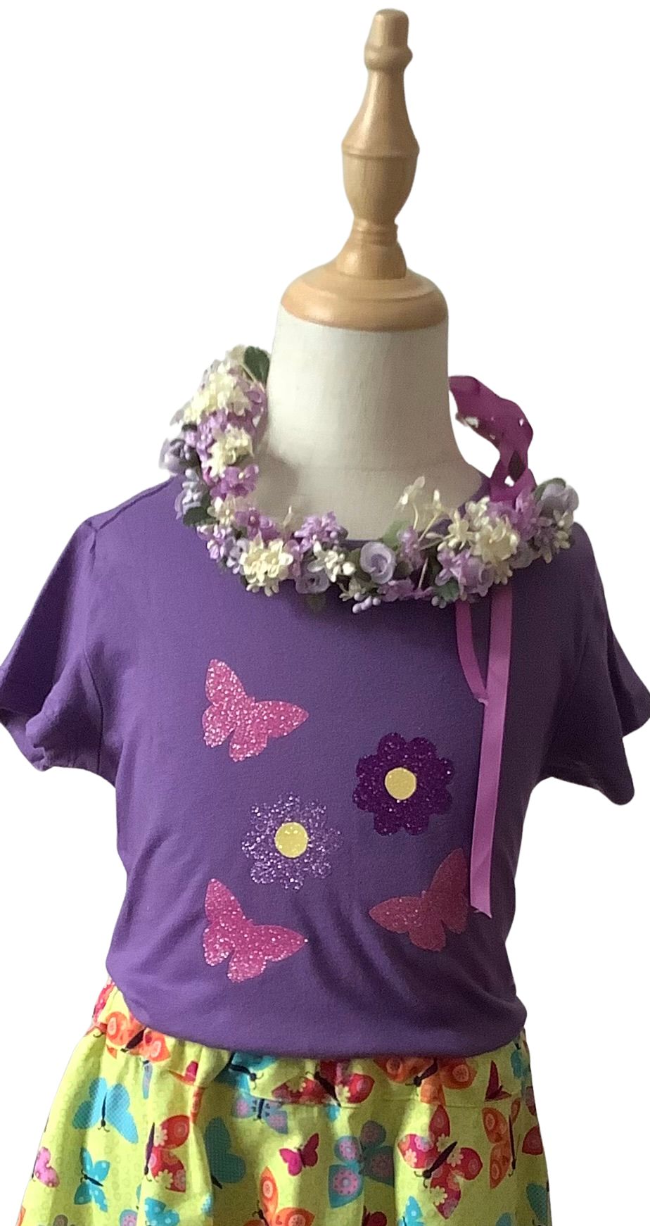 Butterflies and Flowers Birthday Outfit with Flower Crown,  Girls Size 6, Birthday Butterflies and Flowers Costume, Flower Princess