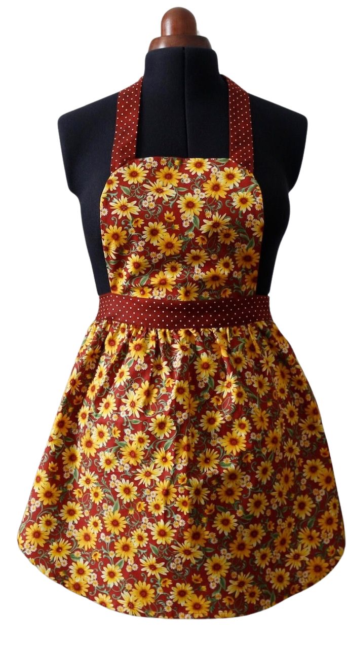 Fall Apron for Women, Autumn Apron for Women, Thanksgiving Apron, Apron with Daisies