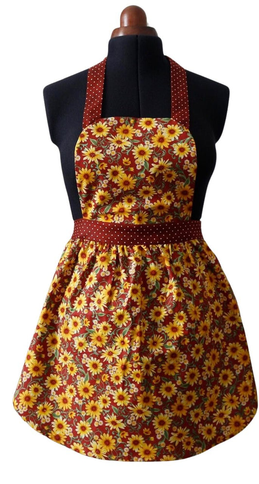 Fall Apron for Women, Autumn Apron for Women, Thanksgiving Apron, Apron with Daisies