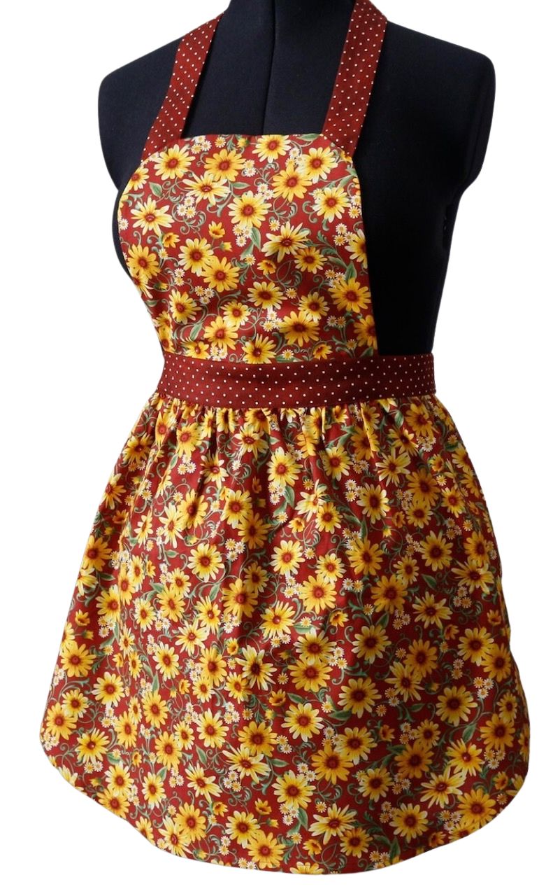 Fall Apron for Women, Autumn Apron for Women, Thanksgiving Apron, Apron with Daisies