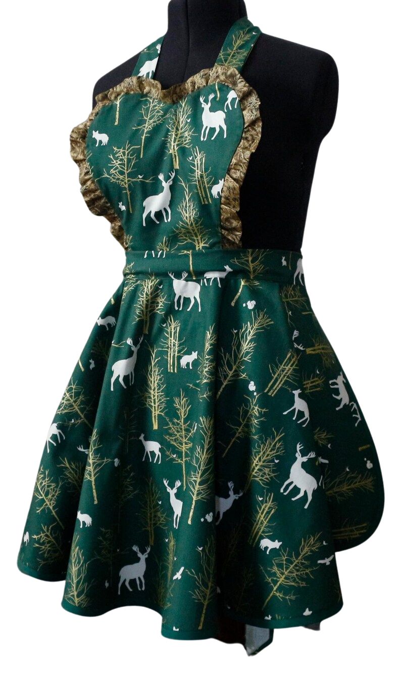 Christmas Apron for Women, Winter Woodland Animal Apron