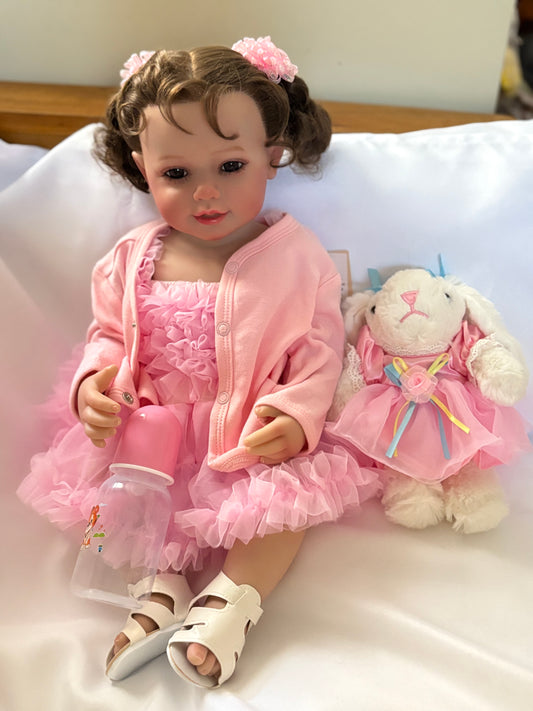 Adorable Reborn Girl Doll, Lifelike and Realistic with Plush Toy Rabbit