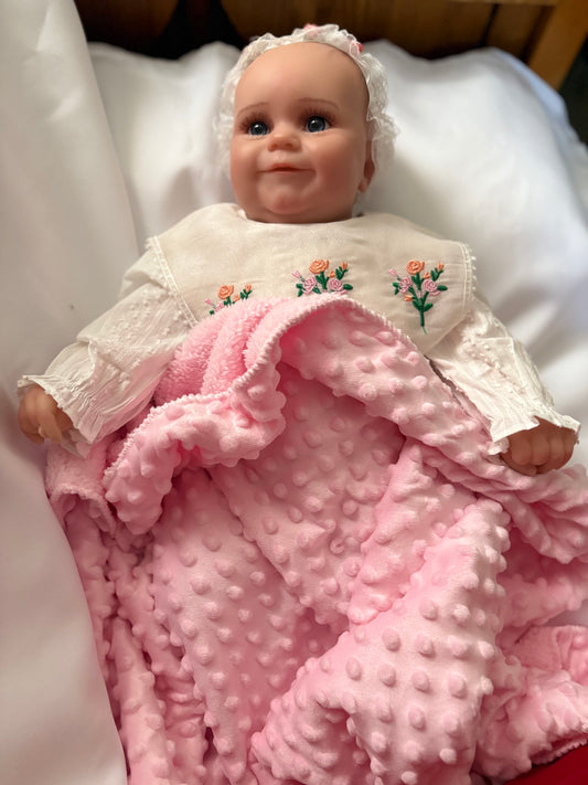 Adorable, Cuddly, Plump Reborn Girl Doll, Lifelike and Realistic, Two Outfits and Blanket