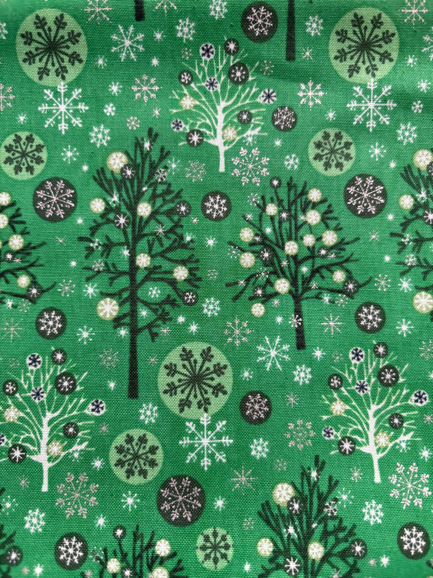 Fabri-Quilt Season's Greetings Christmas Trees, Designer Cotton, Quilting Fabric, Sold by YARD