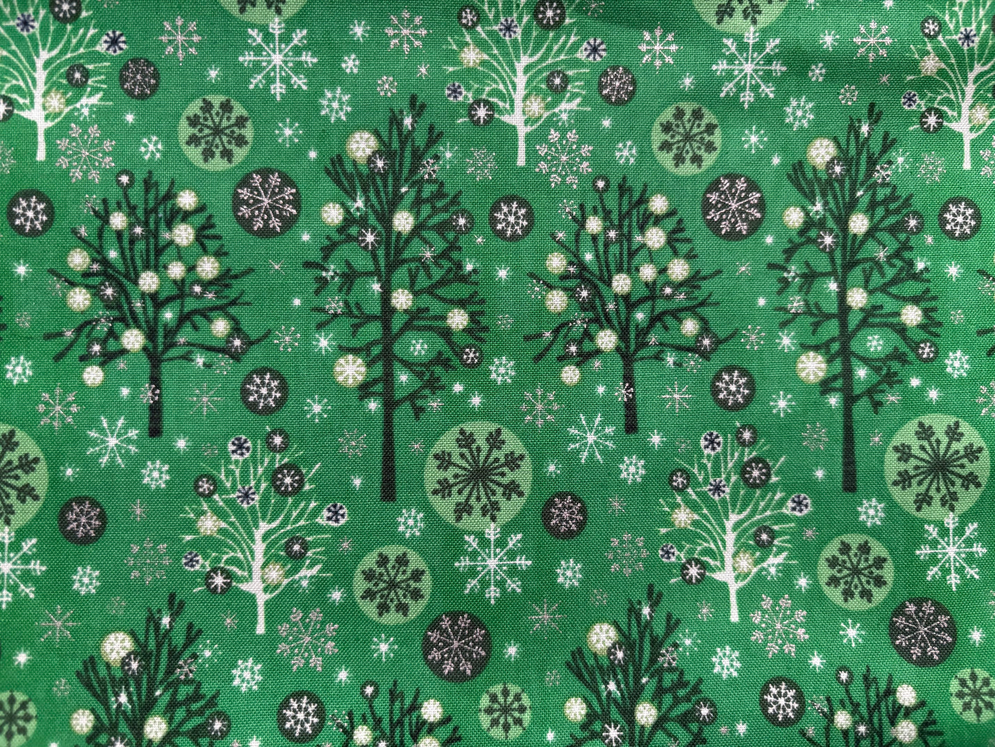 Fabri-Quilt Season's Greetings Christmas Trees, Designer Cotton, Quilting Fabric, Sold by YARD