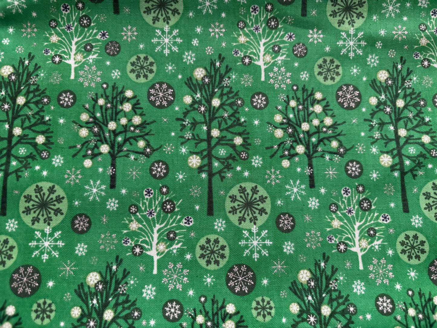 Fabri-Quilt Season's Greetings Christmas Trees, Designer Cotton, Quilting Fabric, Sold by YARD