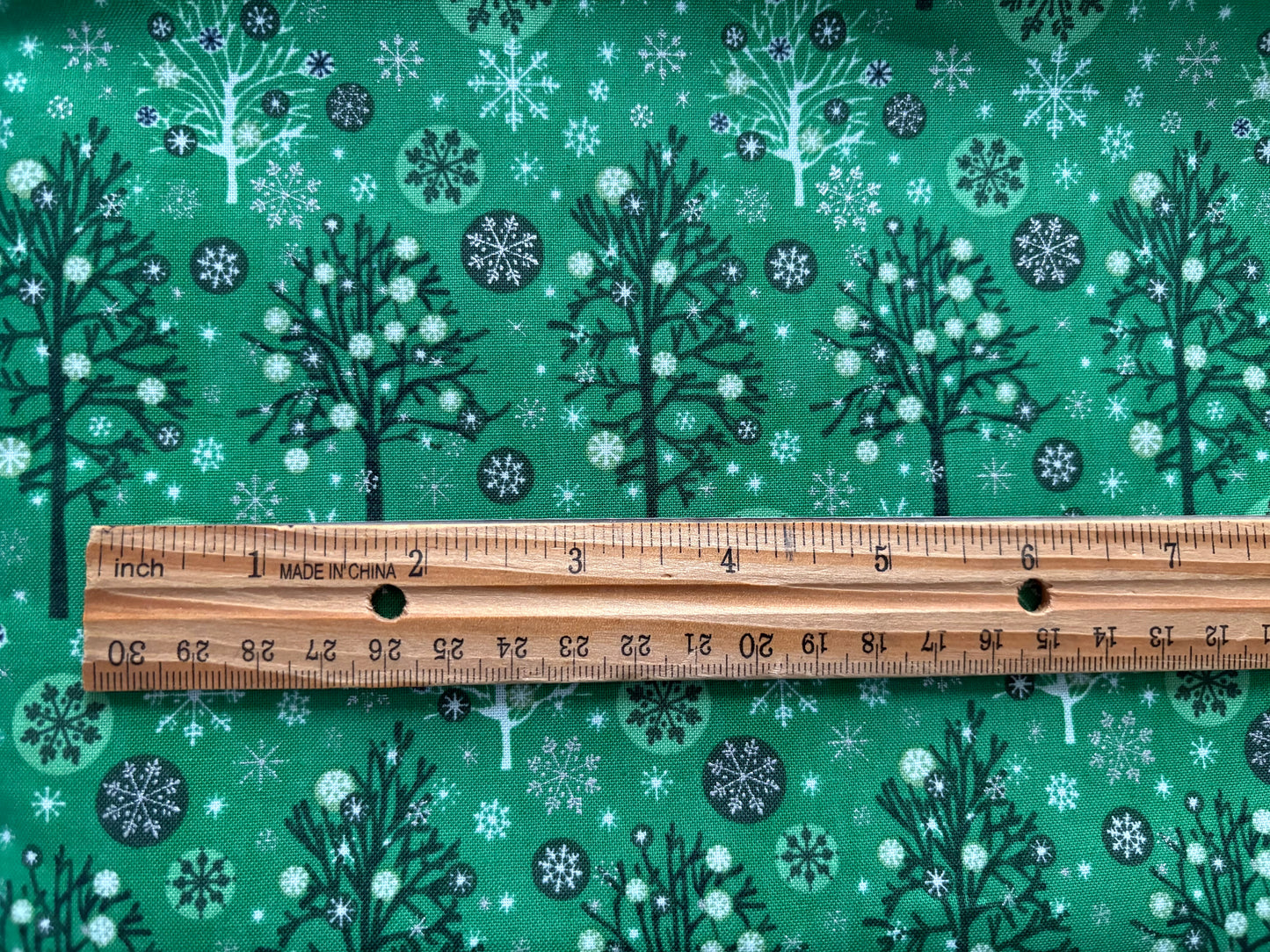 Fabri-Quilt Season's Greetings Christmas Trees, Designer Cotton, Quilting Fabric, Sold by YARD