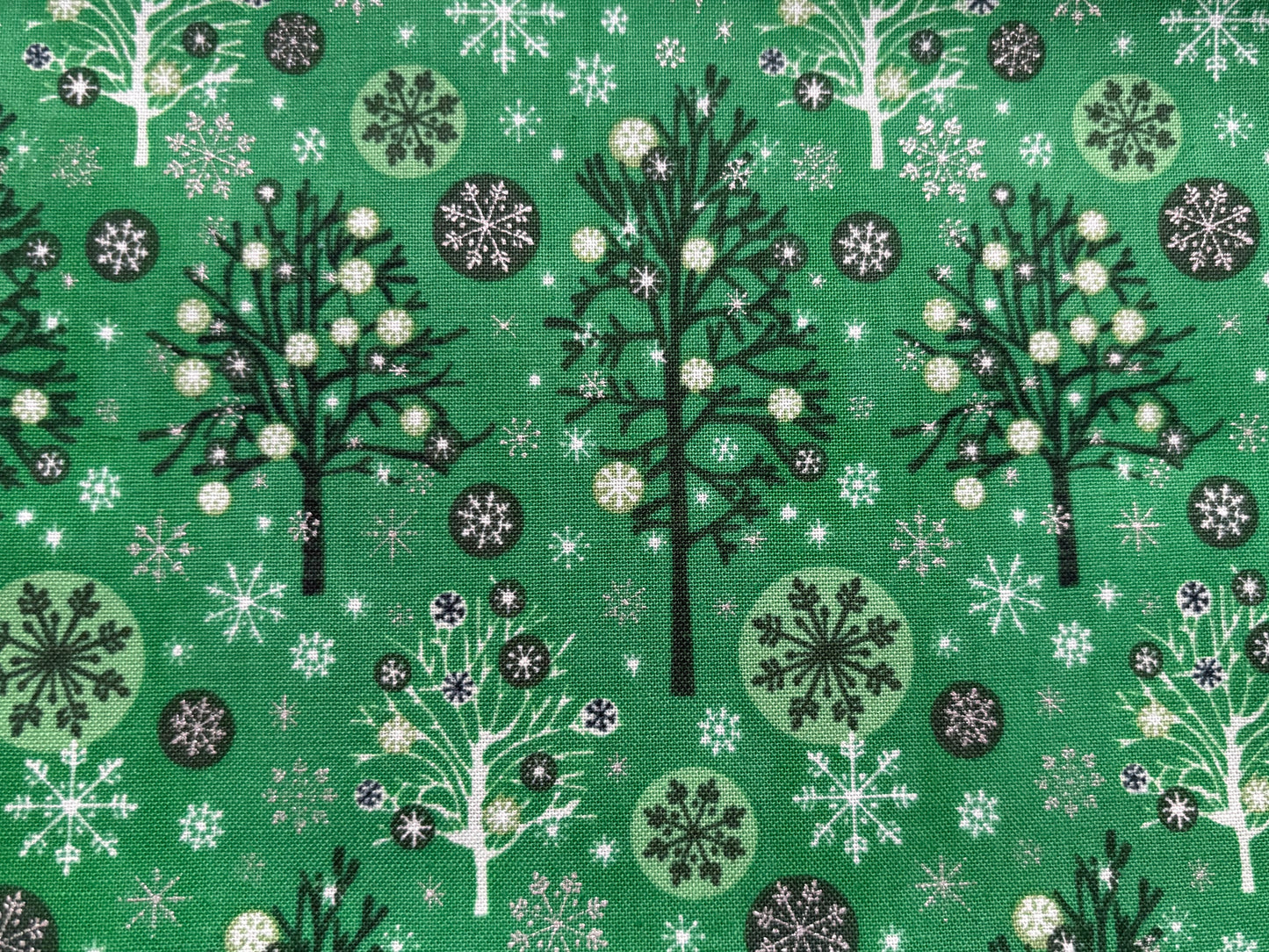 Fabri-Quilt Season's Greetings Christmas Trees, Designer Cotton, Quilting Fabric, Sold by YARD