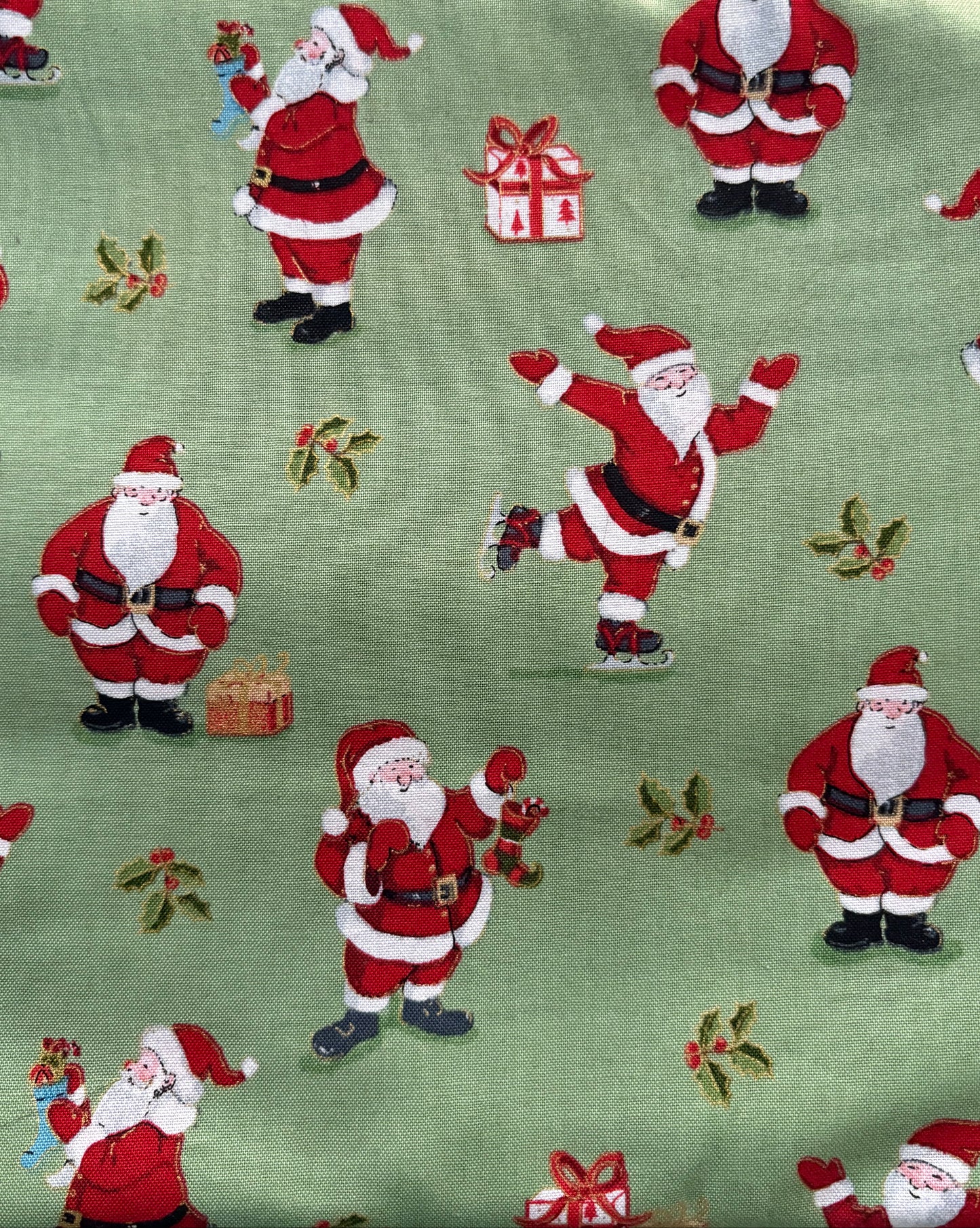 Makower UK Metallic Christmas Santa by The Henley Studio, Designer Cotton, Quilting Fabric, Sold by YARD