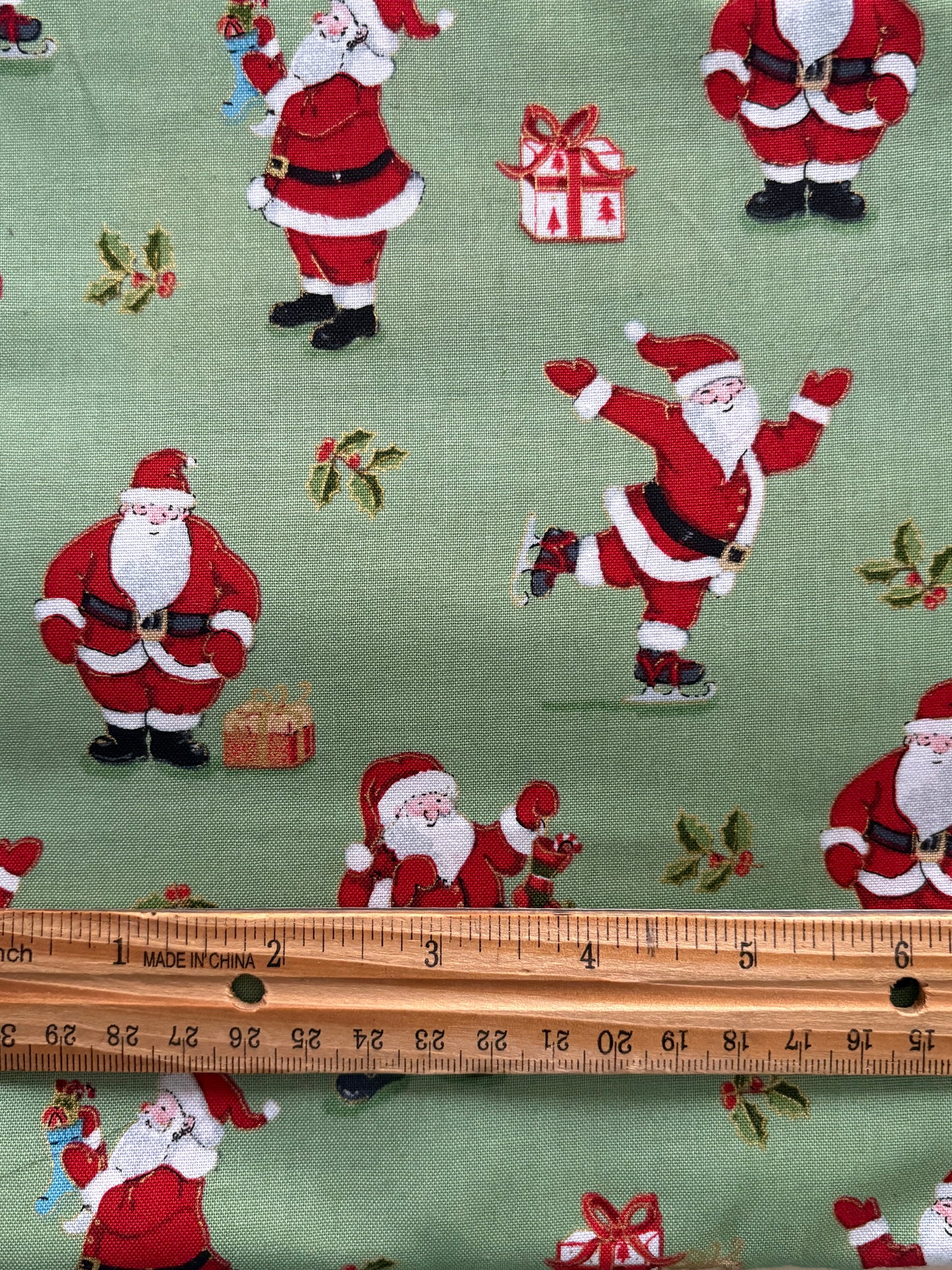 Makower UK Metallic Christmas Santa by The Henley Studio, Designer Cotton, Quilting Fabric, Sold by YARD