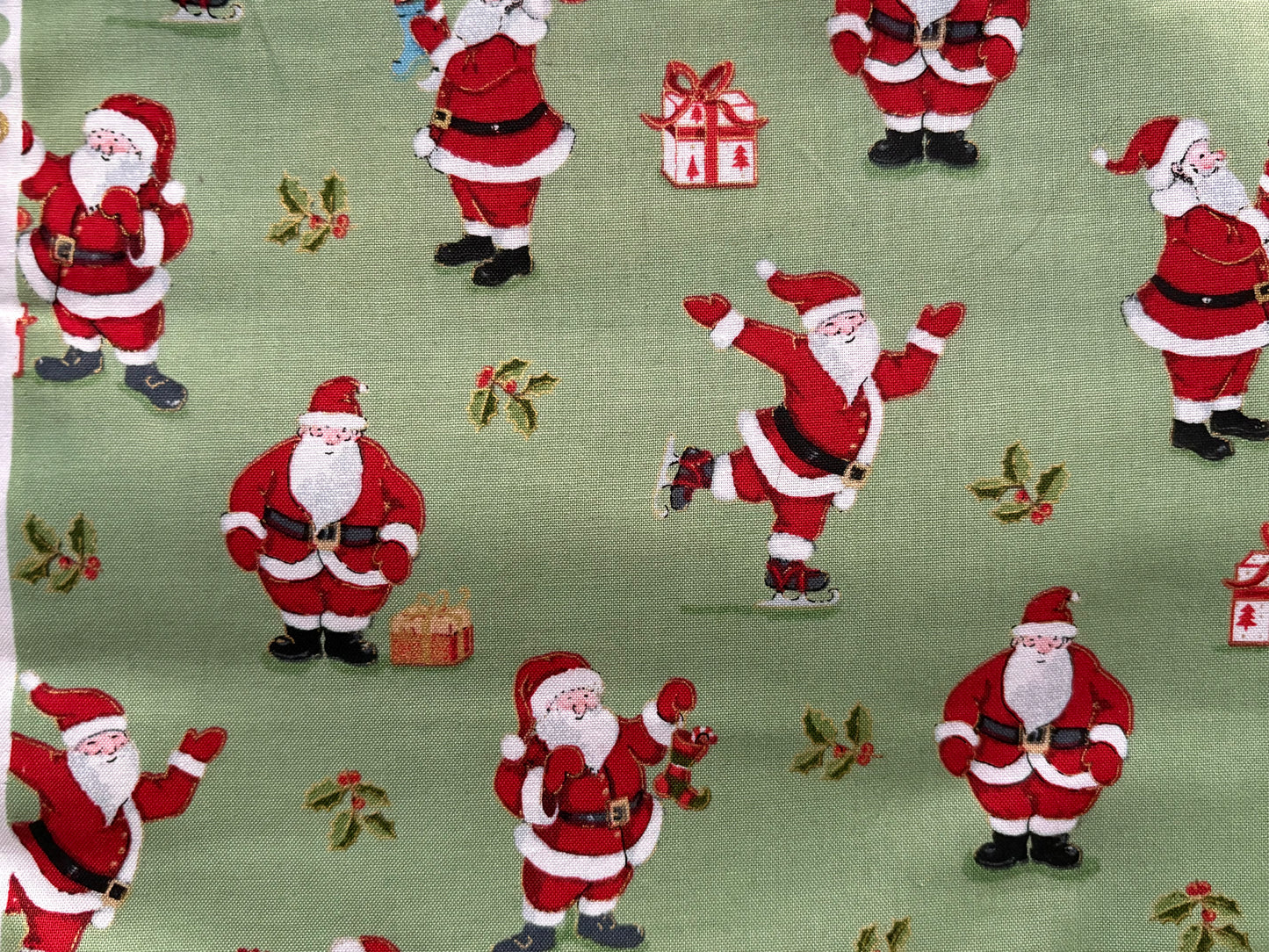 Makower UK Metallic Christmas Santa by The Henley Studio, Designer Cotton, Quilting Fabric, Sold by YARD