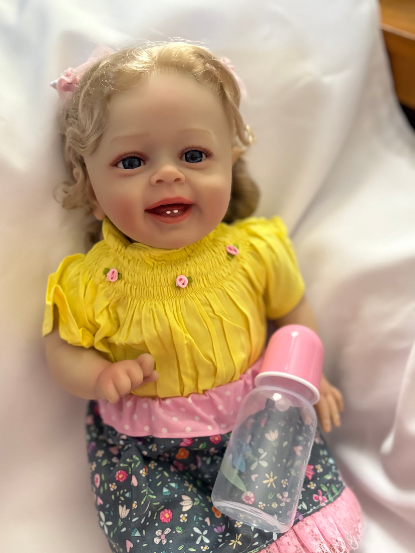 Adorable Reborn Girl Doll, Lifelike and Realistic, Handmade Skirt