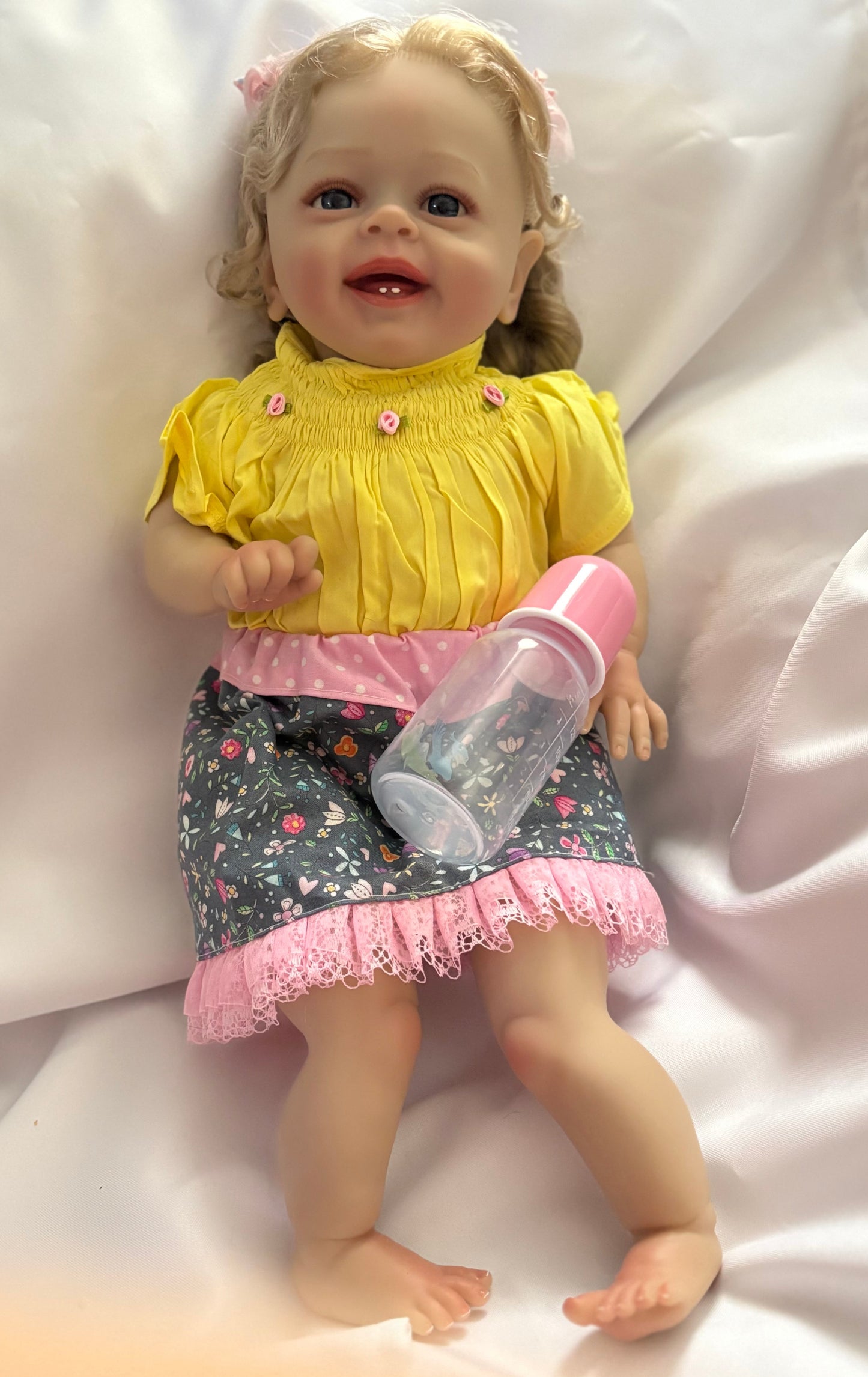 Adorable Reborn Girl Doll, Lifelike and Realistic, Handmade Skirt