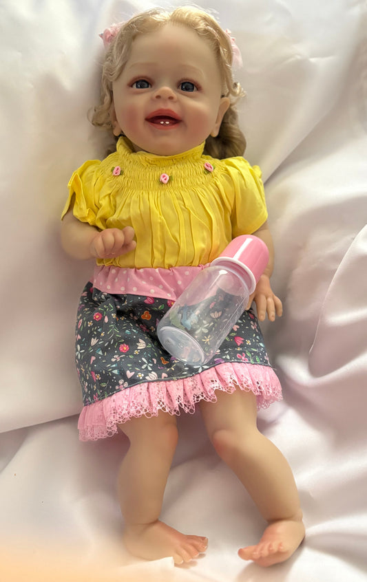 Adorable Reborn Girl Doll, Lifelike and Realistic, Handmade Skirt