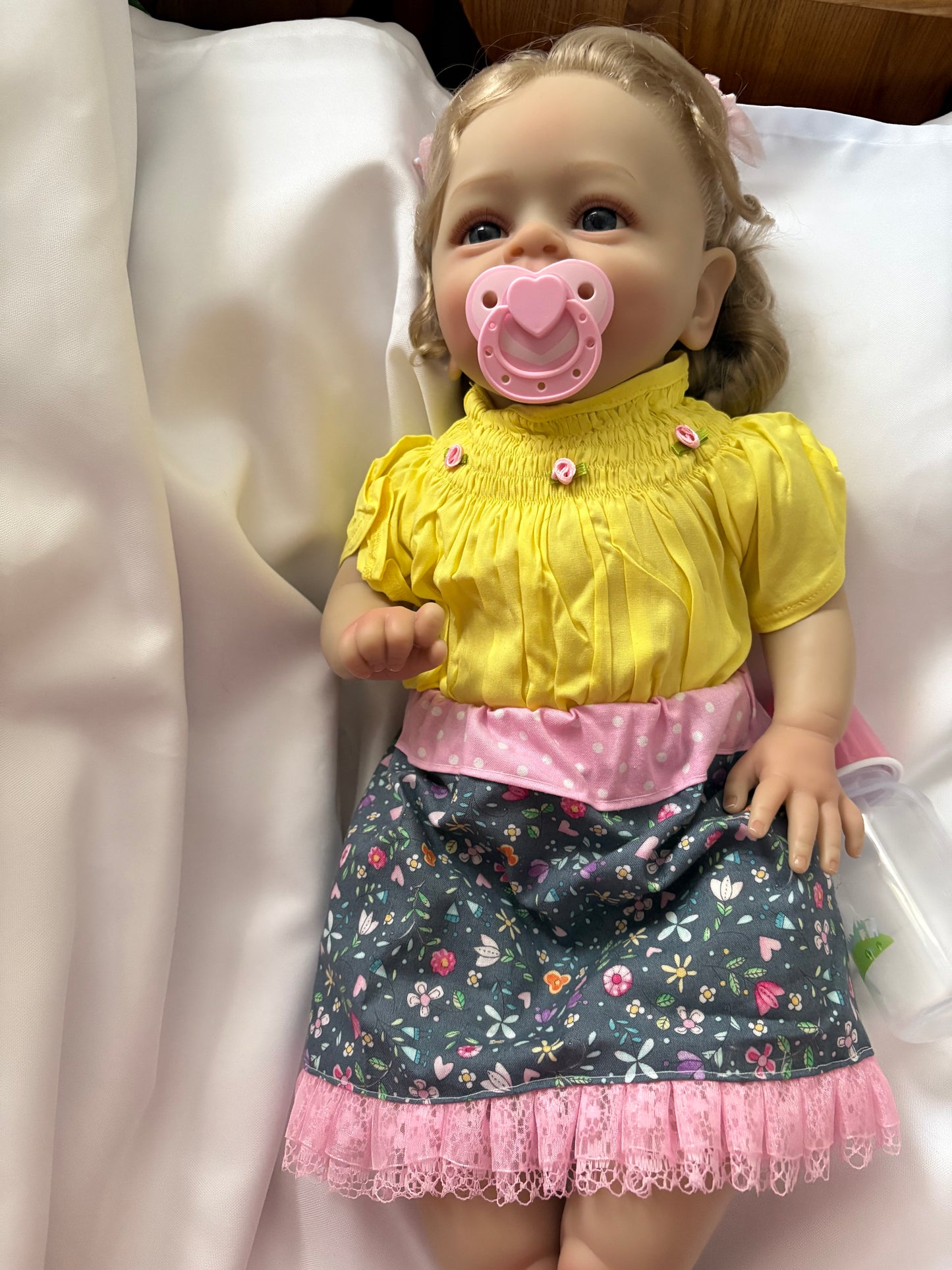 Adorable Reborn Girl Doll, Lifelike and Realistic, Handmade Skirt