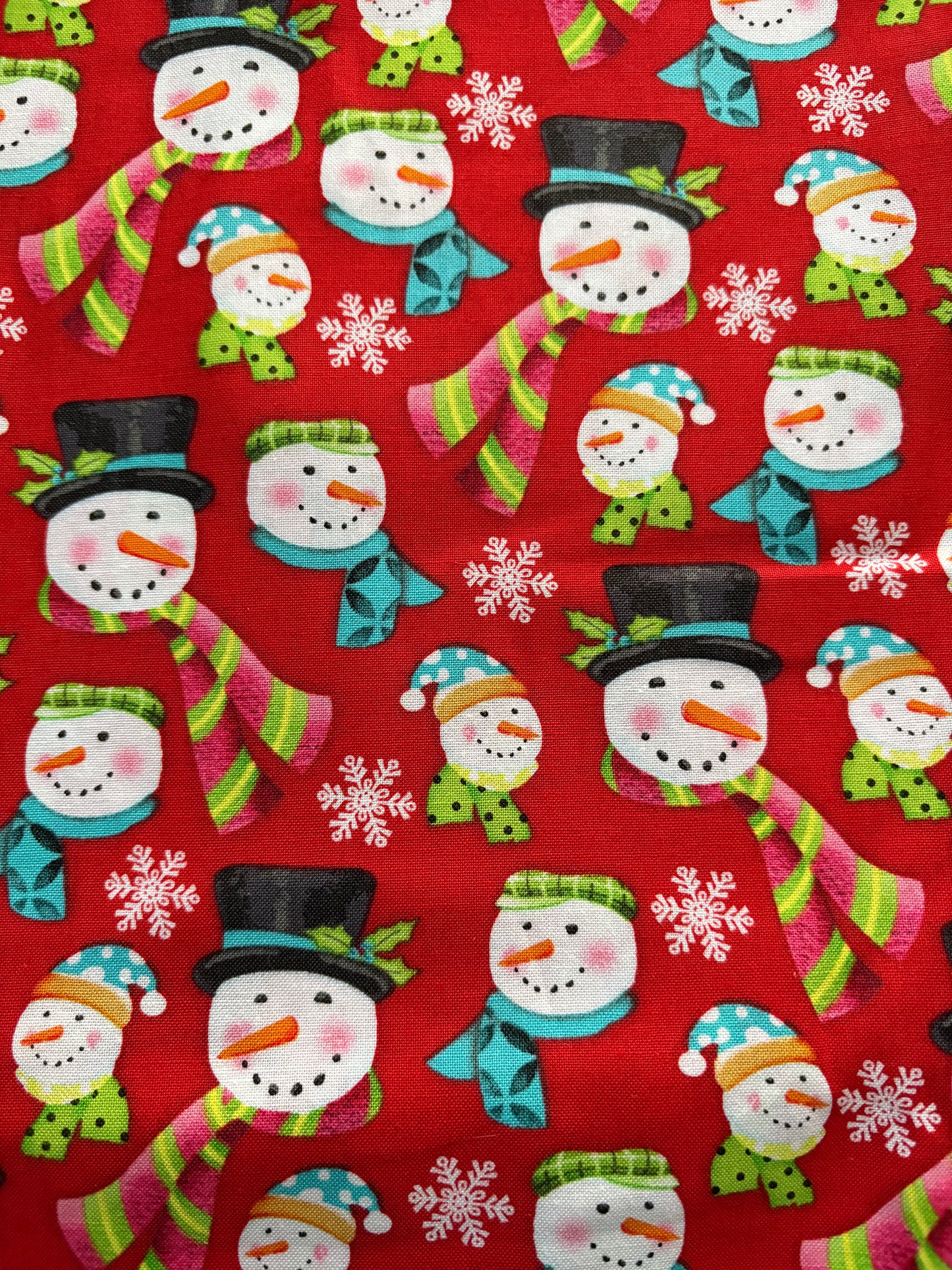 2 YARDS Henry Glass Frosty Flakes Snowmen by Dana Brooks, Designer Cotton, Quilting Fabric, Sold by YARD