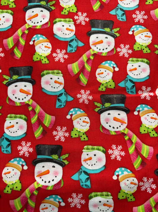 2 YARDS Henry Glass Frosty Flakes Snowmen by Dana Brooks, Designer Cotton, Quilting Fabric, Sold by YARD