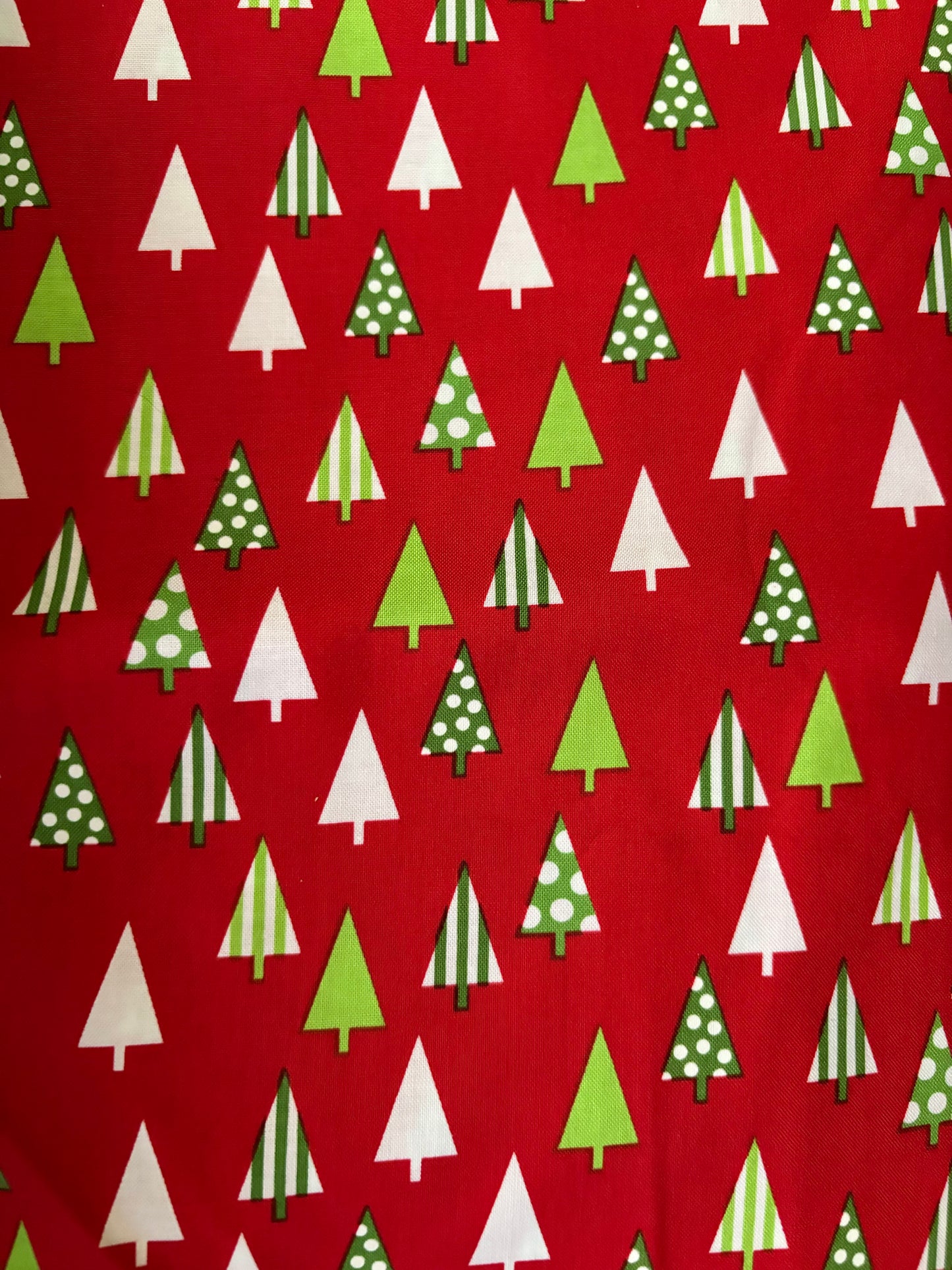 Robert Kaufman Jingle Christmas Trees on Red by Ann Kelle, Designer Cotton, Quilting Fabric, Sold by YARD