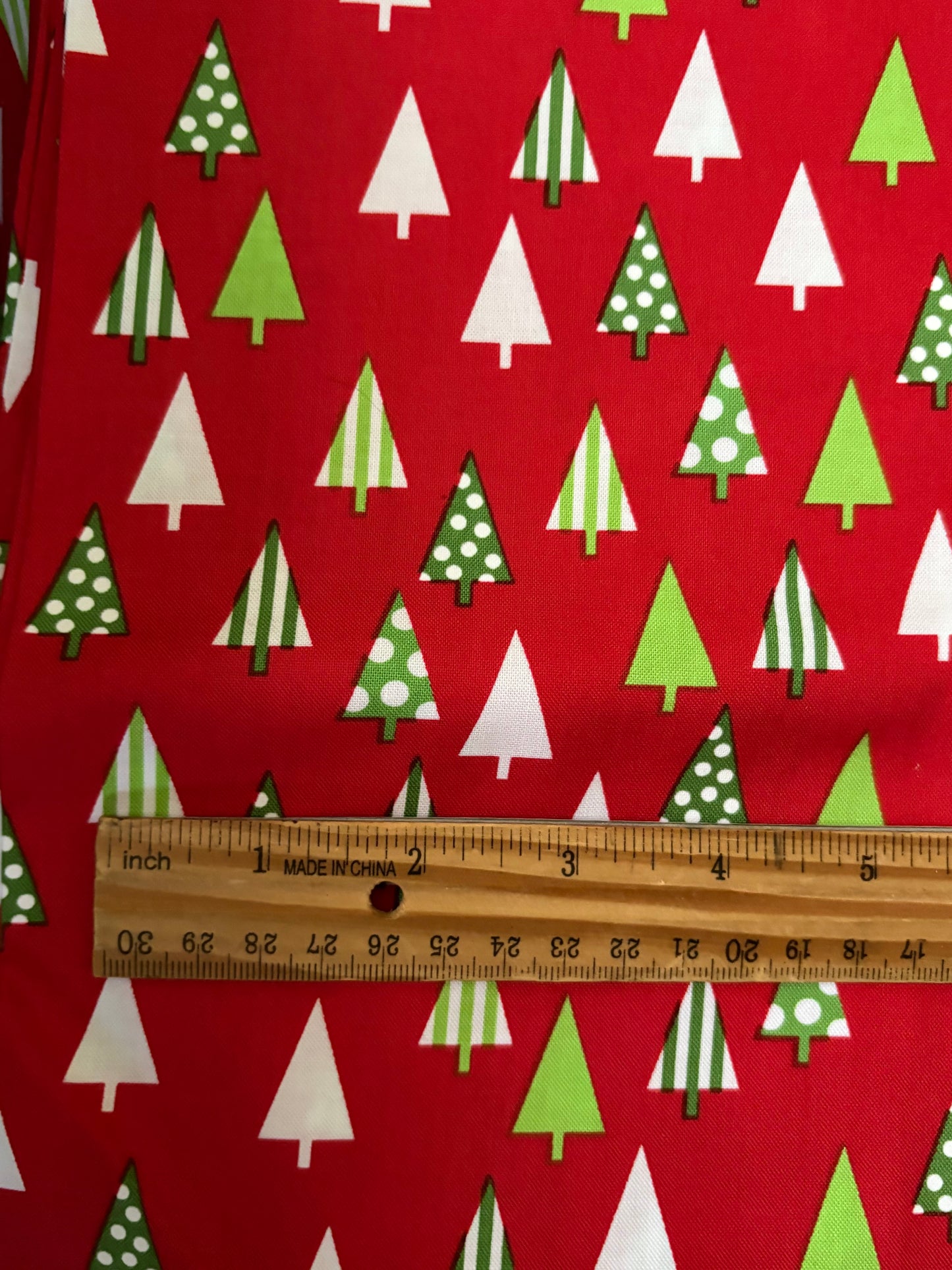 Robert Kaufman Jingle Christmas Trees on Red by Ann Kelle, Designer Cotton, Quilting Fabric, Sold by YARD