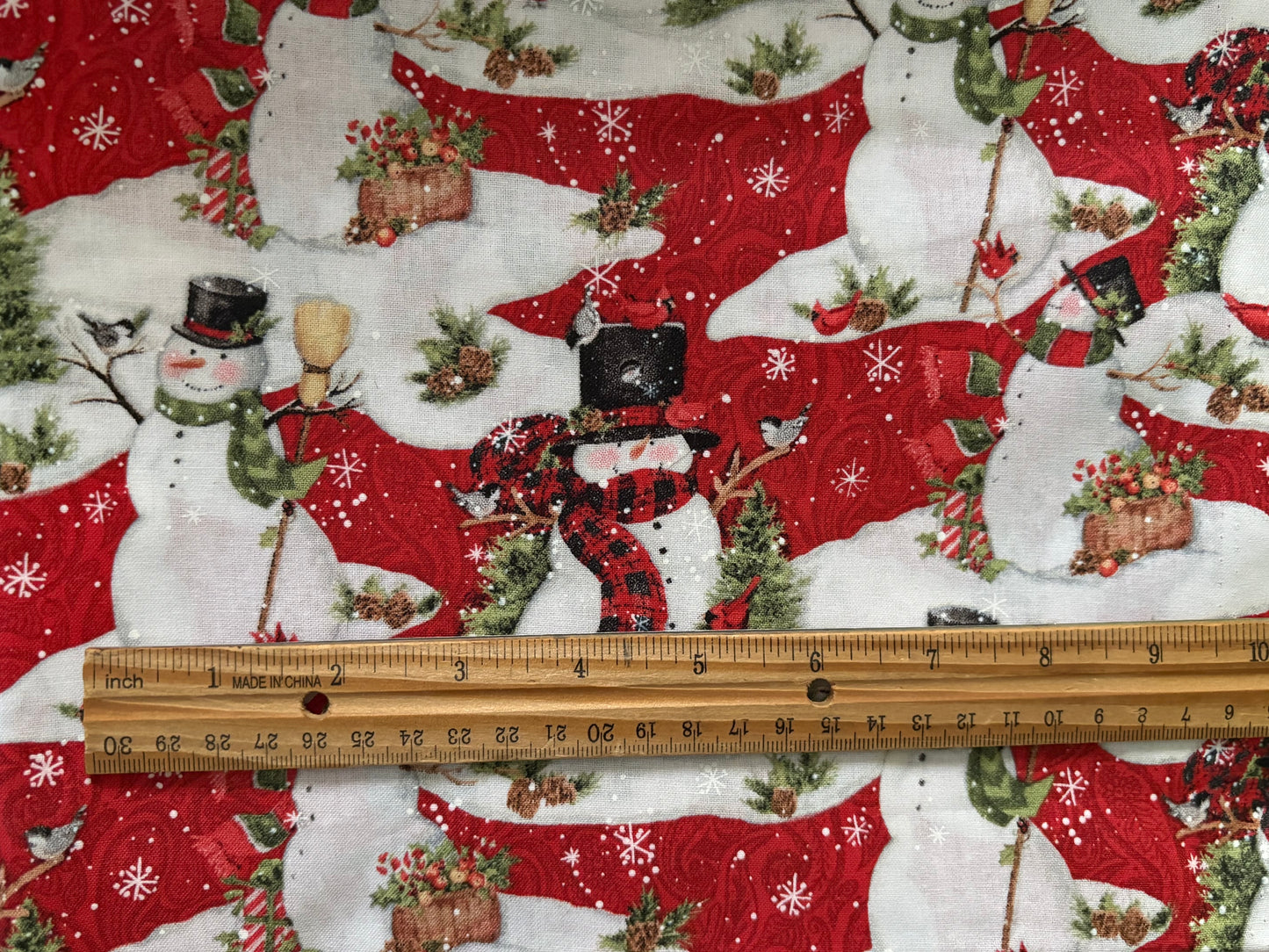 Susan Winget Snowman Scenic, Designer Cotton, Quilting Fabric, Sold by YARD