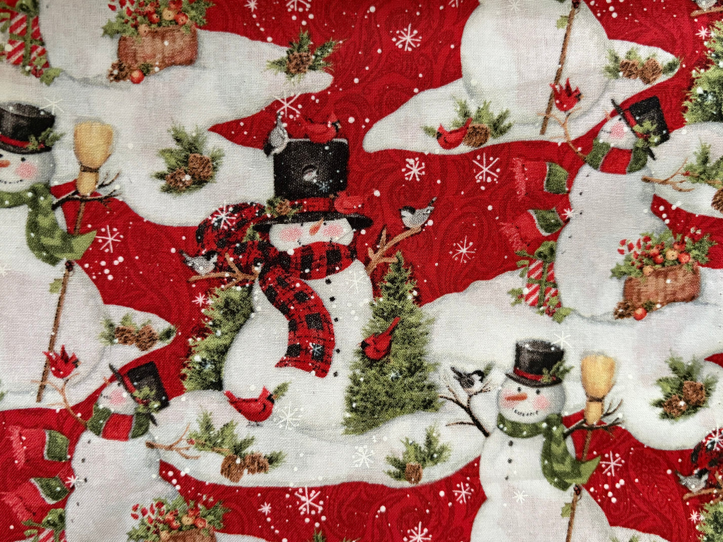 Susan Winget Snowman Scenic, Designer Cotton, Quilting Fabric, Sold by YARD