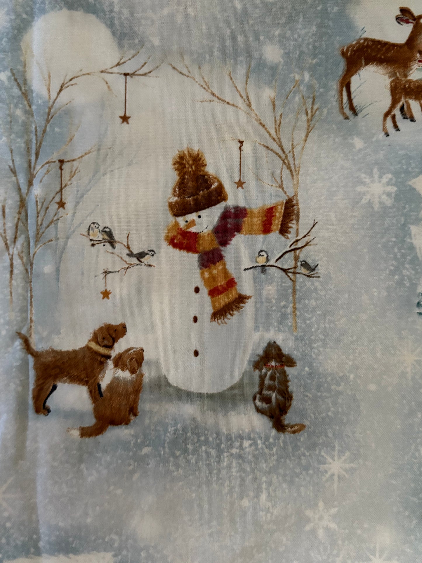 Quilting Treasures Christmas Scene on Blue by Sarah Summers, Designer Cotton, Quilting Fabric, Sold by YARD