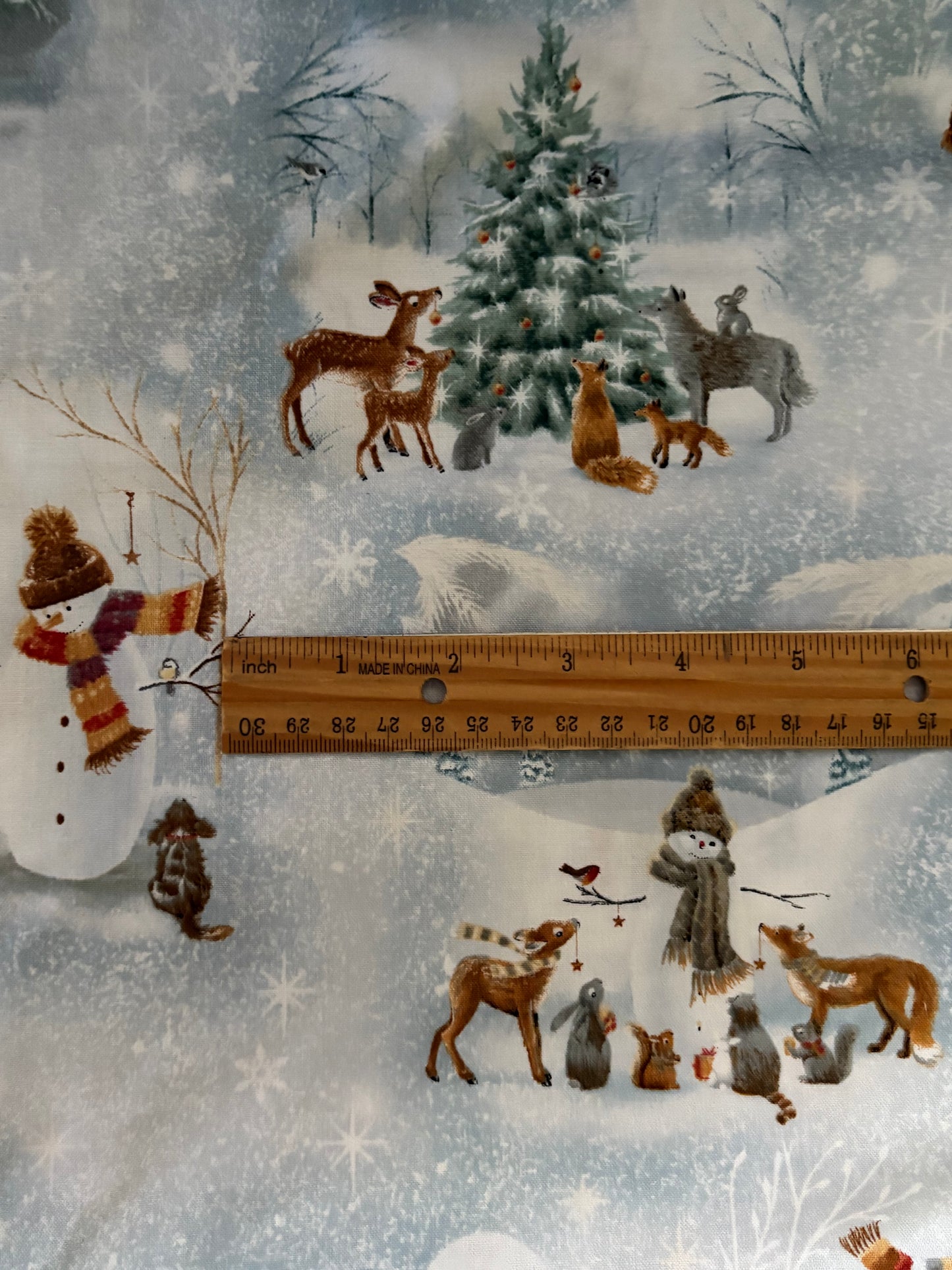 Quilting Treasures Christmas Scene on Blue by Sarah Summers, Designer Cotton, Quilting Fabric, Sold by YARD