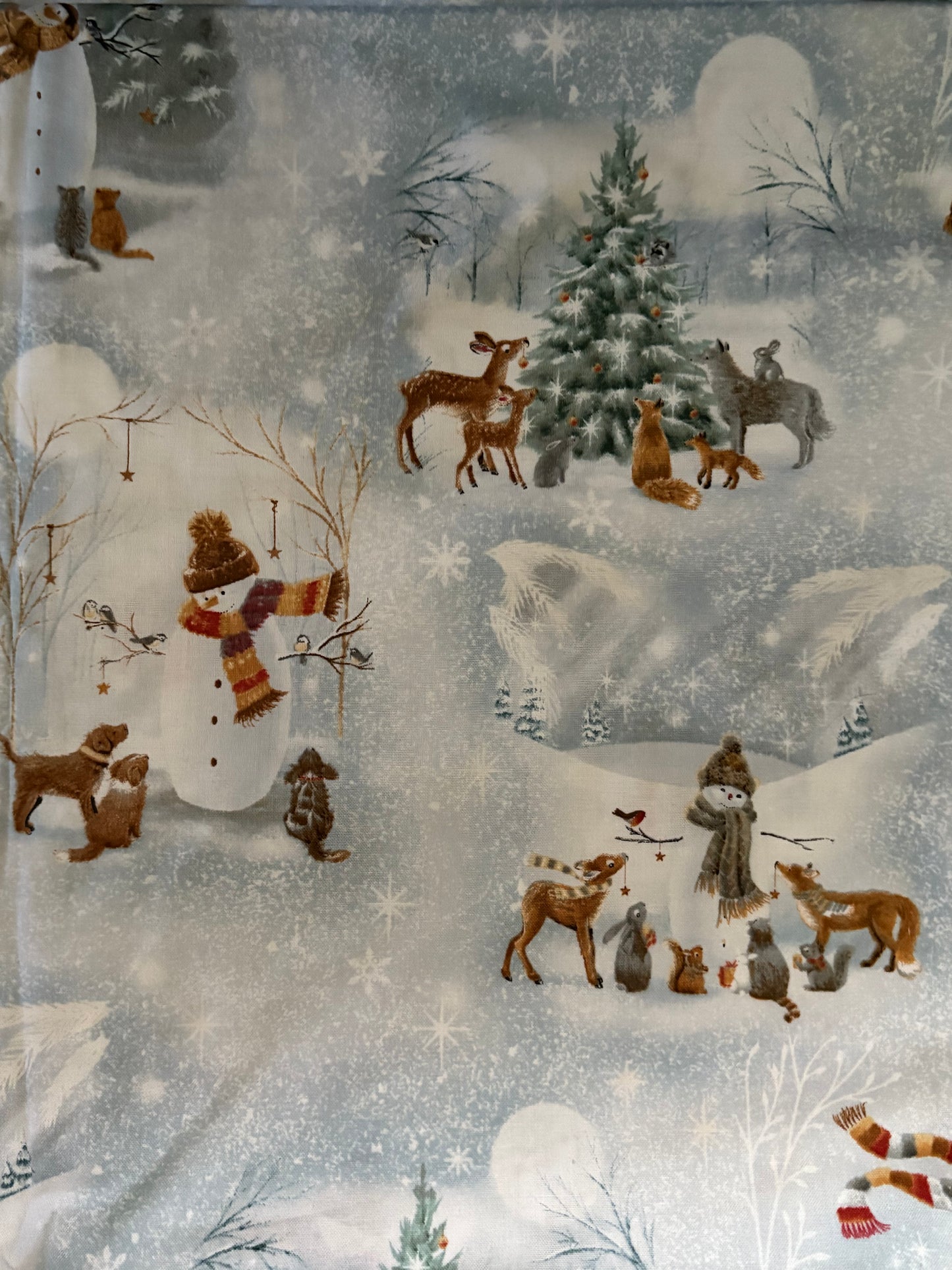 Quilting Treasures Christmas Scene on Blue by Sarah Summers, Designer Cotton, Quilting Fabric, Sold by YARD