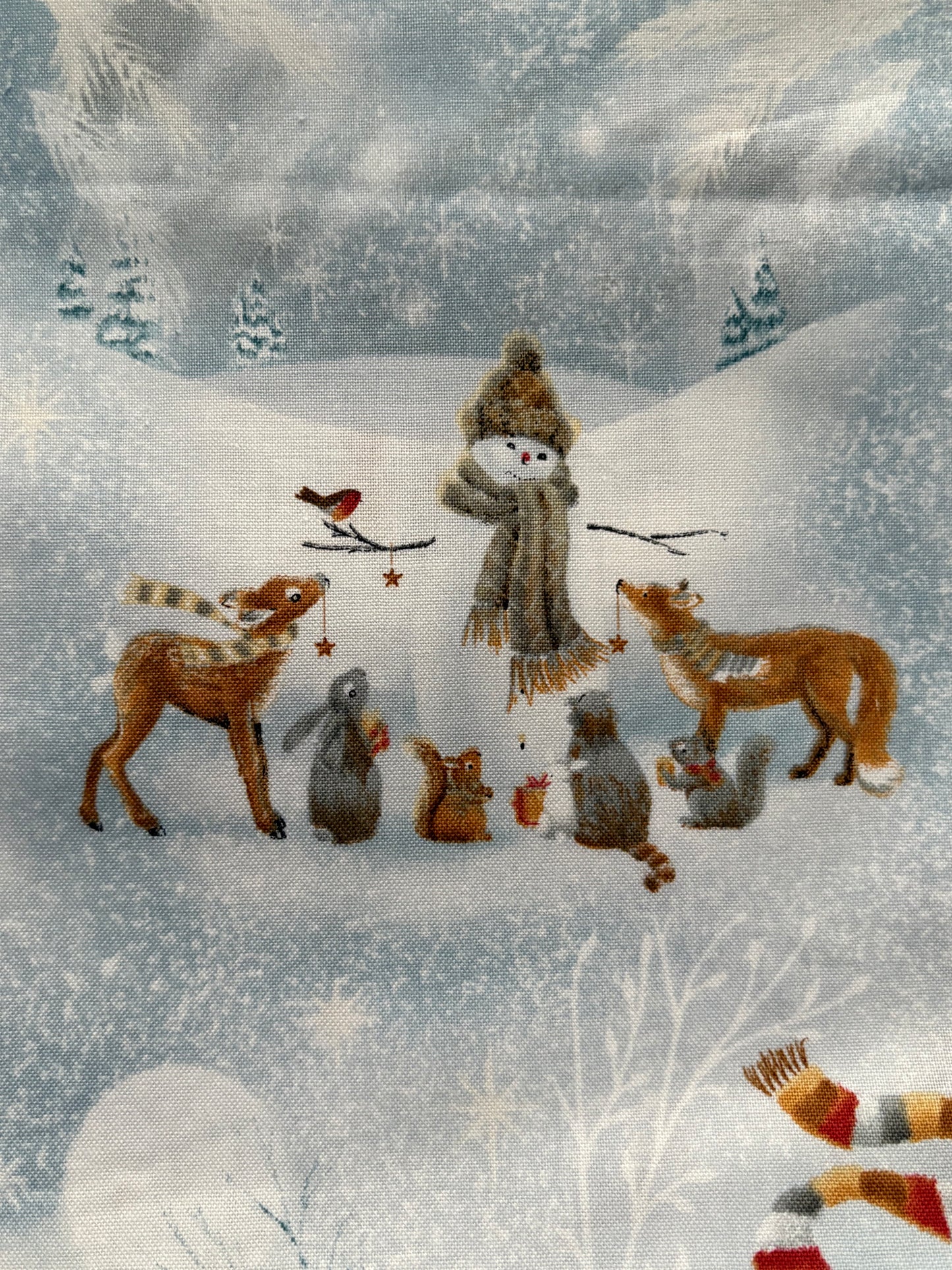 Quilting Treasures Christmas Scene on Blue by Sarah Summers, Designer Cotton, Quilting Fabric, Sold by YARD