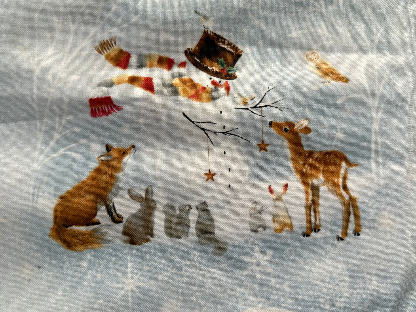 Quilting Treasures Christmas Scene on Blue by Sarah Summers, Designer Cotton, Quilting Fabric, Sold by YARD