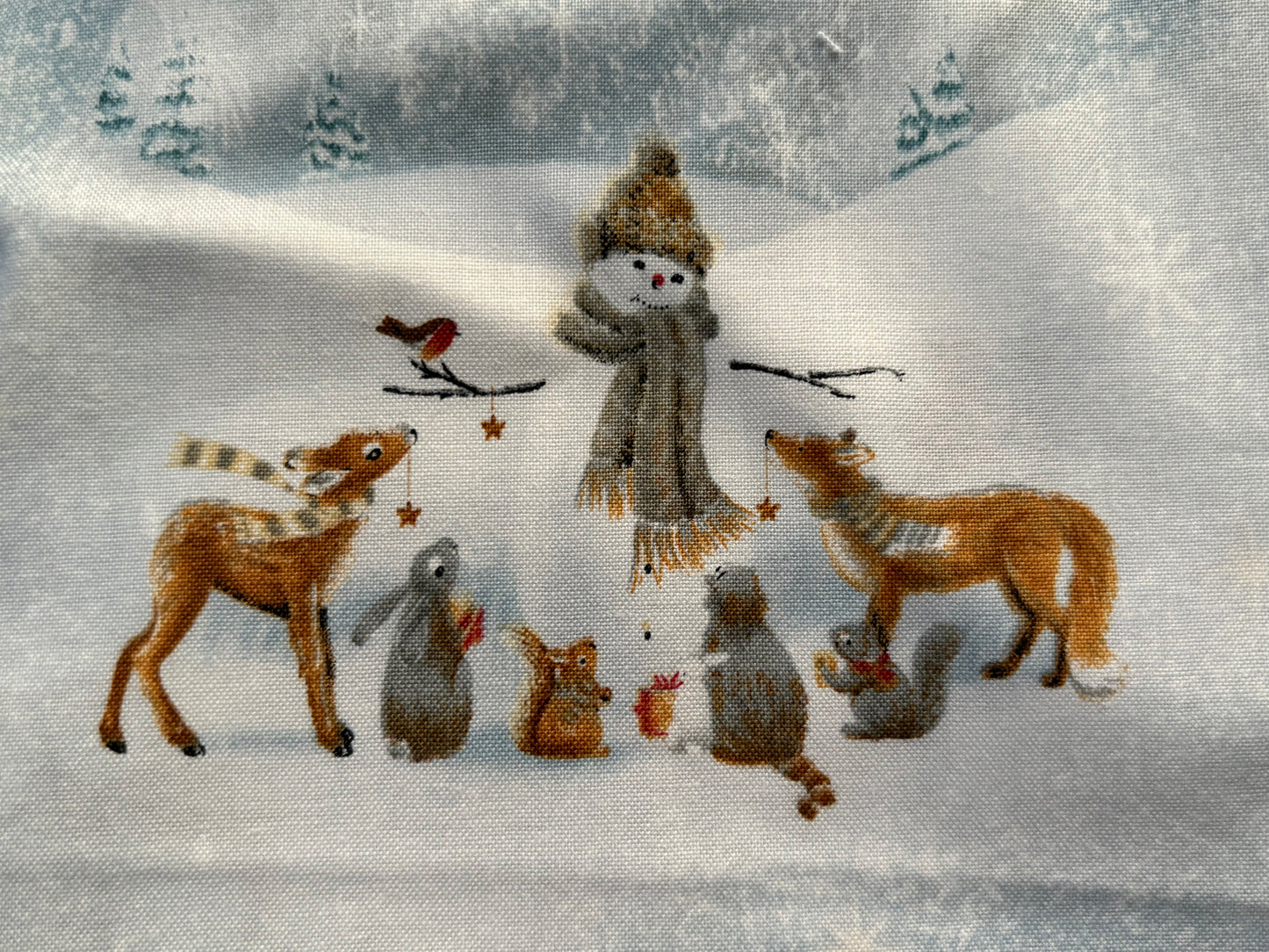 Quilting Treasures Christmas Scene on Blue by Sarah Summers, Designer Cotton, Quilting Fabric, Sold by YARD