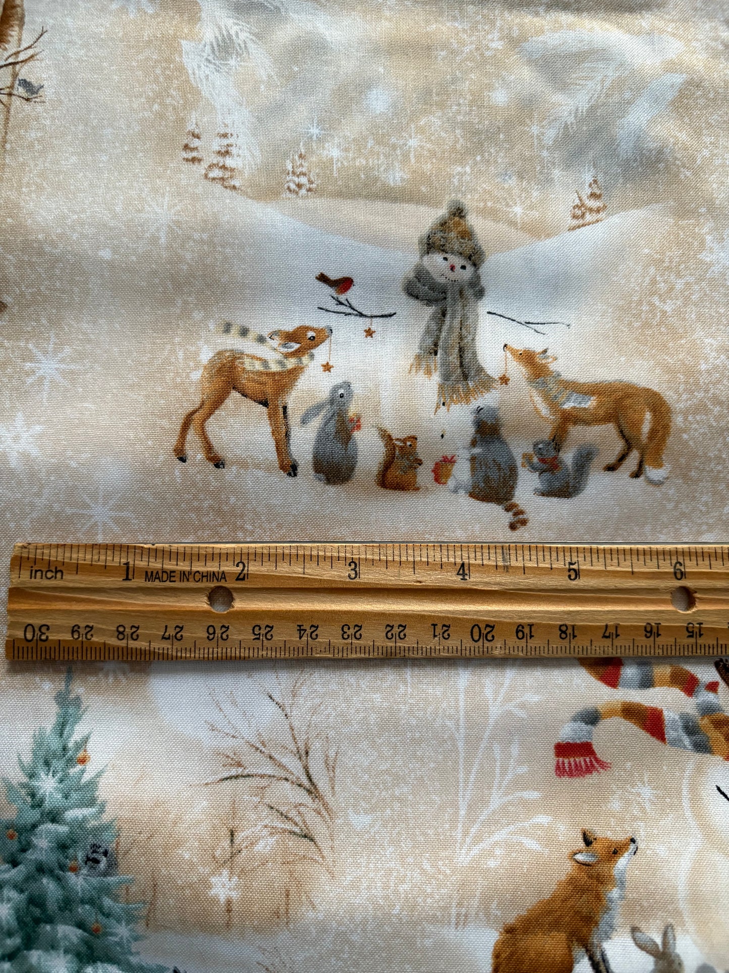 Quilting Treasures Christmas Scene on Beige by Sarah Summers, Designer Cotton, Quilting Fabric, Sold by YARD